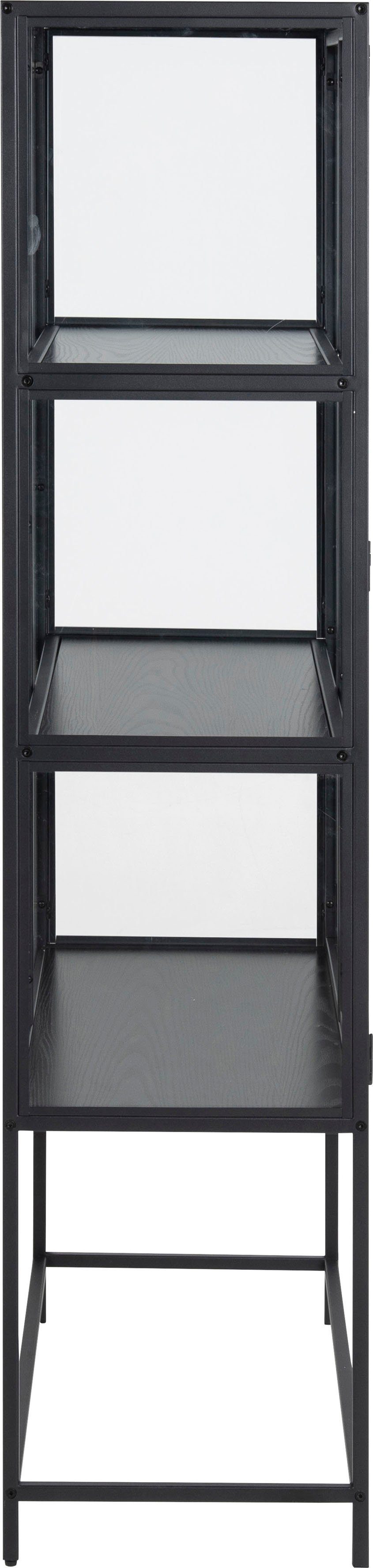 GROUP B: schwarz H: cm Glastüren Einlegeböden, 77 Glasvitrine ebuy24 x / mit 150 Esche und matt Metallrahmen, 3 schwarz ACTONA