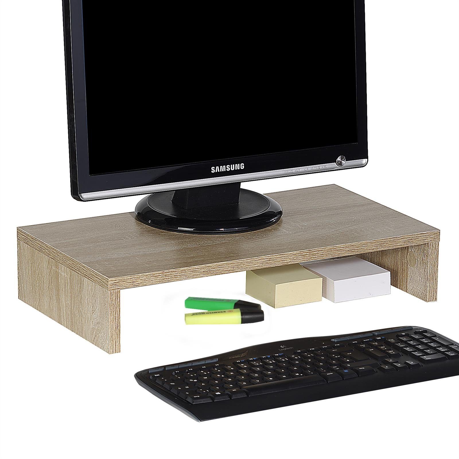 Monitorständer CARO-Möbel MONITOR, Sonoma Schreibtischaufsatz in Eiche Schreibtischaufsatz Bildschirmerhöhung