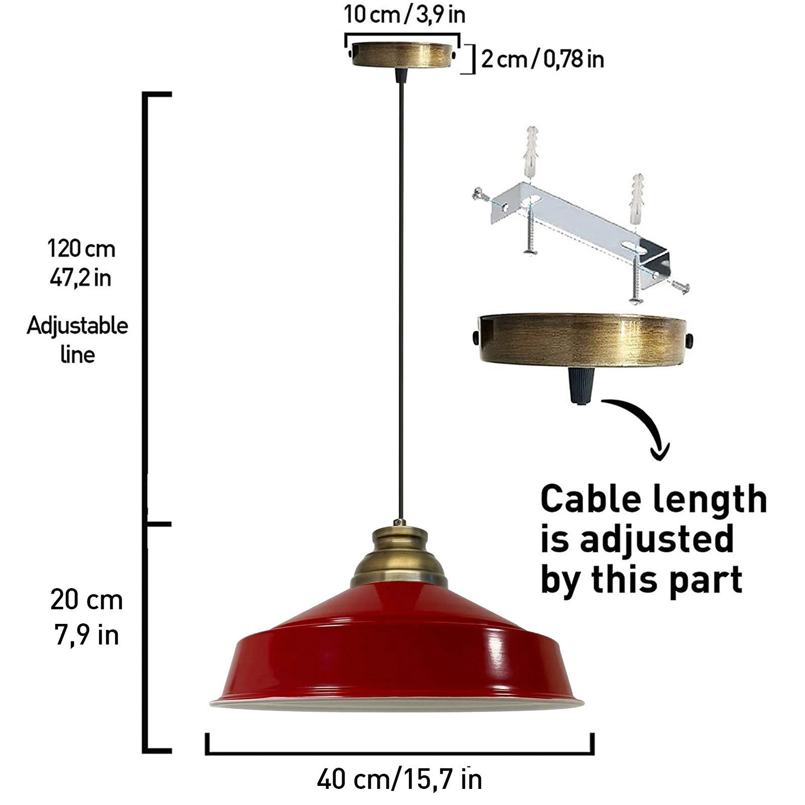 Bamyum Pendelleuchte Hängelampe Asletl-HG Ø41cm, Pendelleuchte Vintage, E27 Lampe, ohne Leuchtmittel