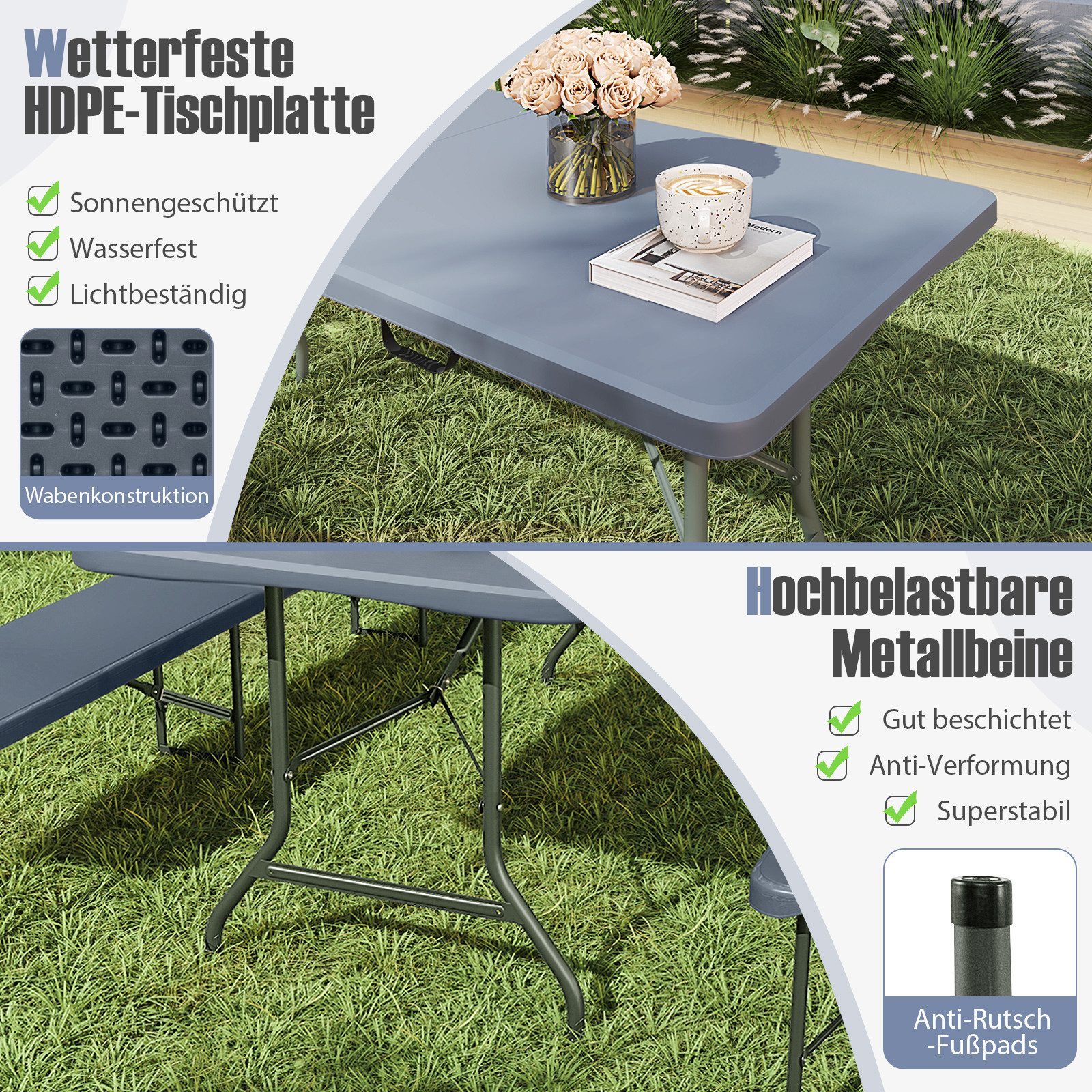 COSTWAY Campingtisch, 180cm tragbarer Klapptisch, bis günstig online kaufen