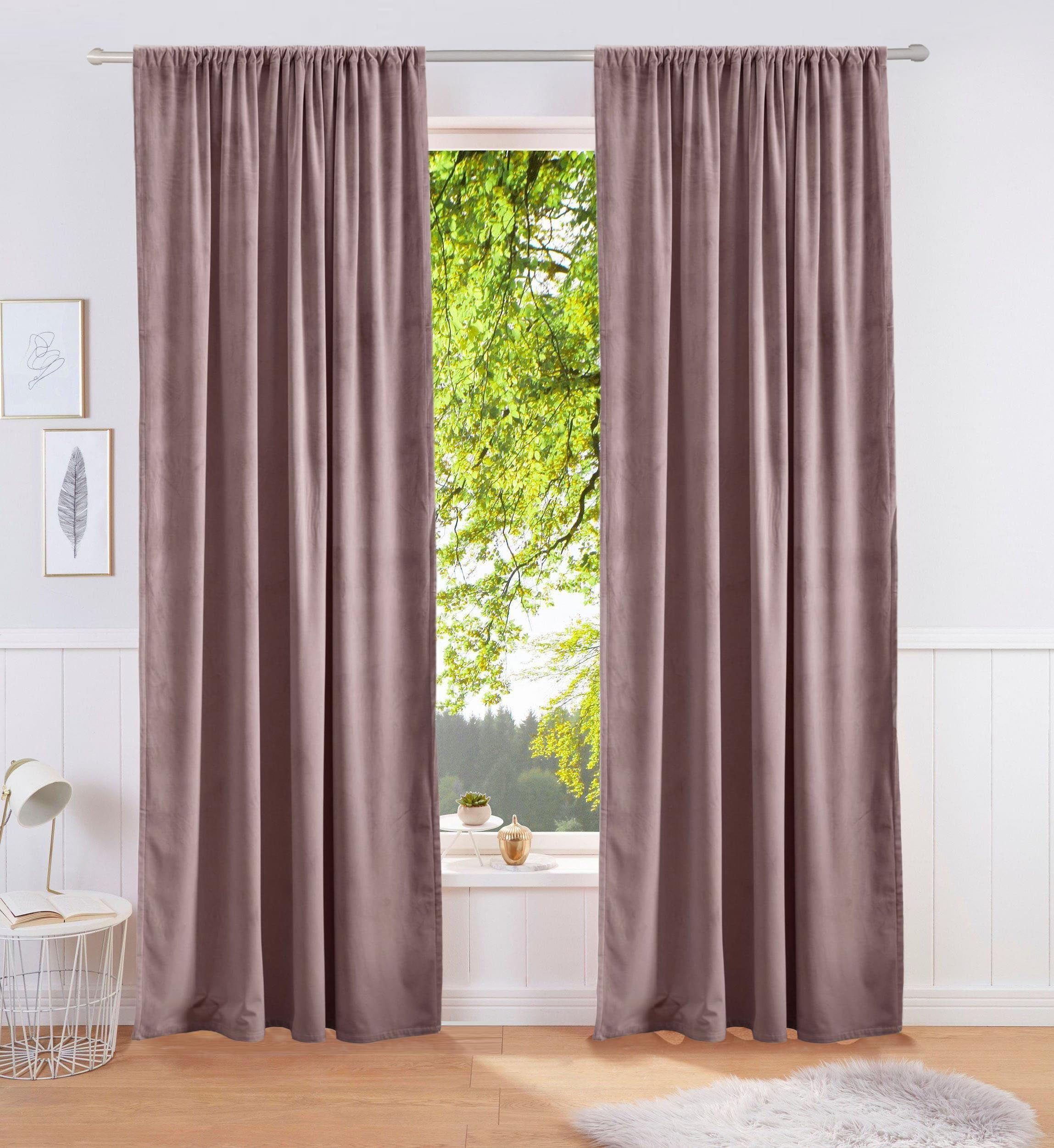 Vorhang Clarksville, Timbers, Stangendurchzug St), (1 blickdicht, Samt mauve