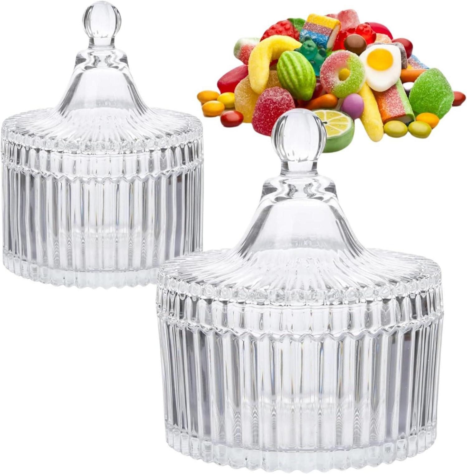 LuxusKollektion Gläser-Set 2er Set Kristall Bonbonglas mit Deckel Transparent Vintage