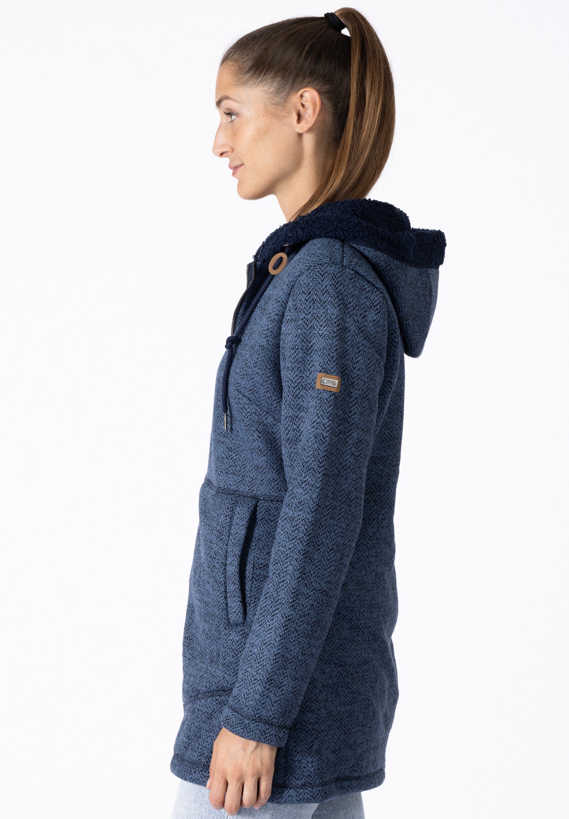 XENIA Funktionsmantel navy Fleecejacke, DEPROC Longjacket Fleecemantel, Women blazer CS Active