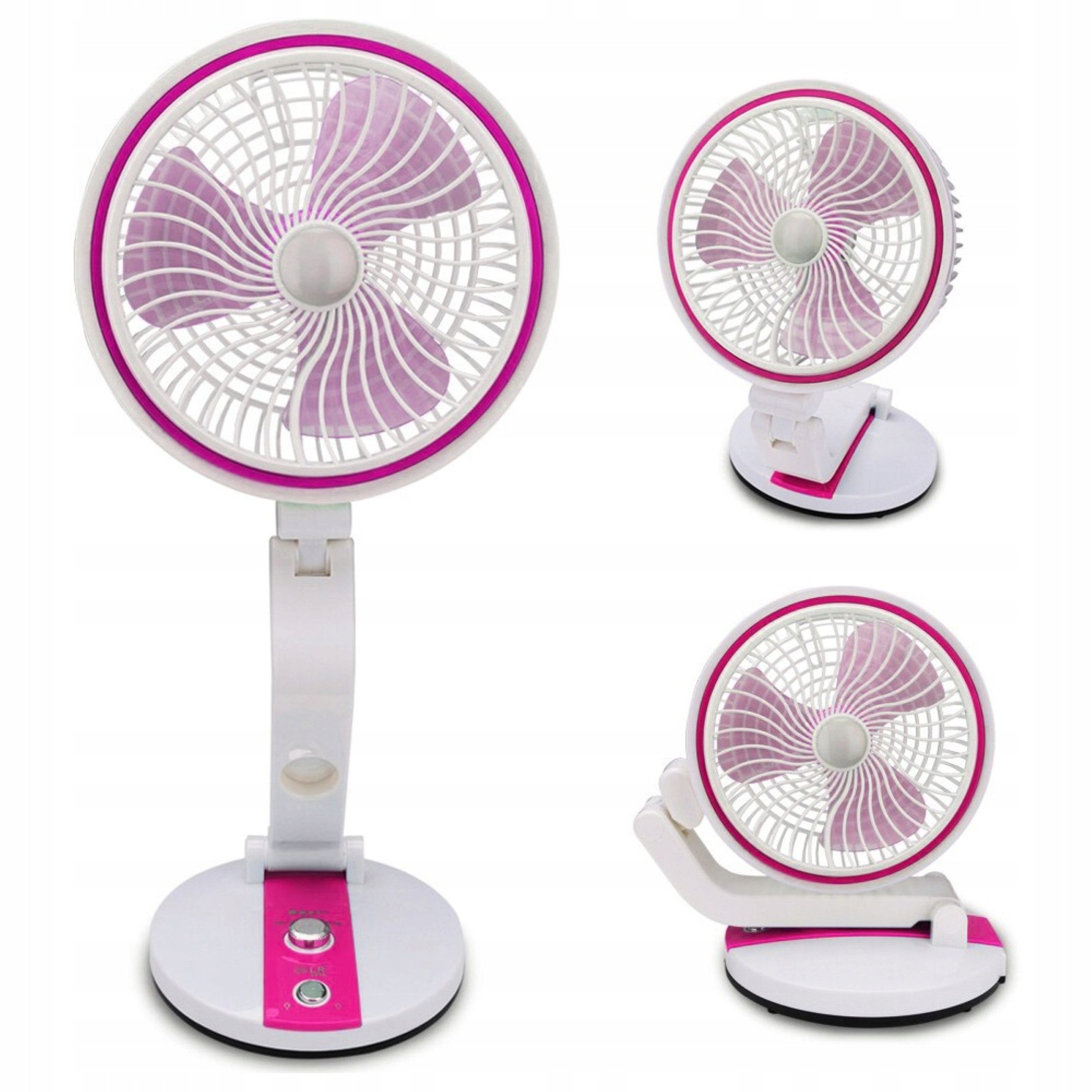 Verkgroup Tischventilator Klappbarer USB Ventilator mit LED Licht kabellos höhenverstellbar, 18 cm Durchmesser, Klappbarer USB Ventilator mit LED Licht und Akku