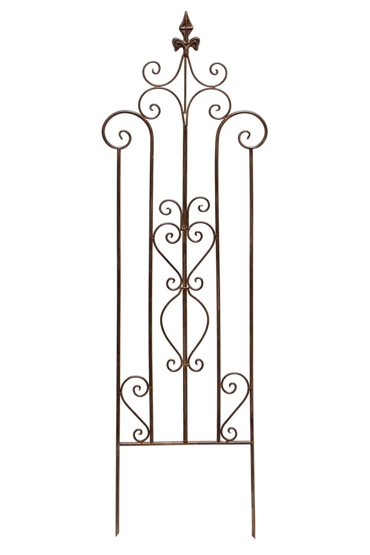 Dekoleidenschaft Rankgitter "Schwertlilie" in Rost Optik, Metall Rankhilfe 117 cm hoch, Ranksäule, Rankgerüst, Gartenstecker, Dekostecker, Kletterhilfe, Pflanzengitter