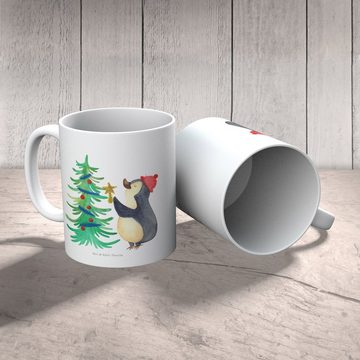 Mr. & Mrs. Panda Kinderbecher Pinguin Weihnachtsbaum - Weiß - Geschenk, Kinder Tasse, Advent, Winte, Kunststoff, Mikrowellenbeständig