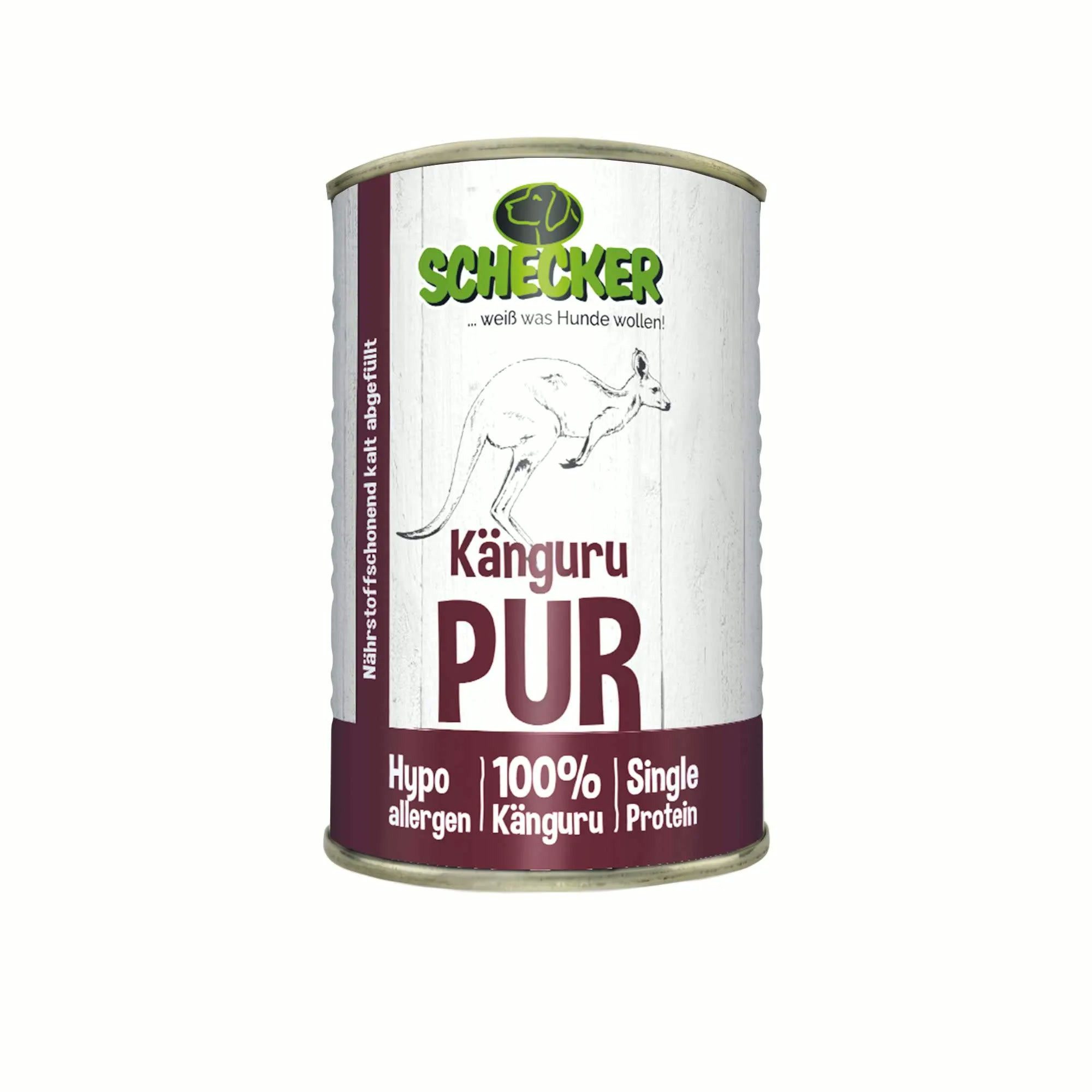 Schecker Hundefutter Känguru PUR - ohne Getreide, 1St., Ohne Getreide, Gluten, Farb- oder Konservierungsstoffe
