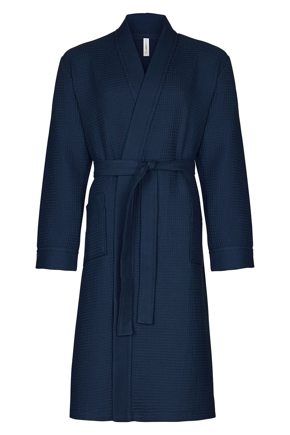 Taubert Bademantel Spa Thalasso, Baumwolle, zwei Taschen, Bindegürtel, mit Bindegürtel, Herren Kimono-Stil, 120cm, Baumwolle Pique