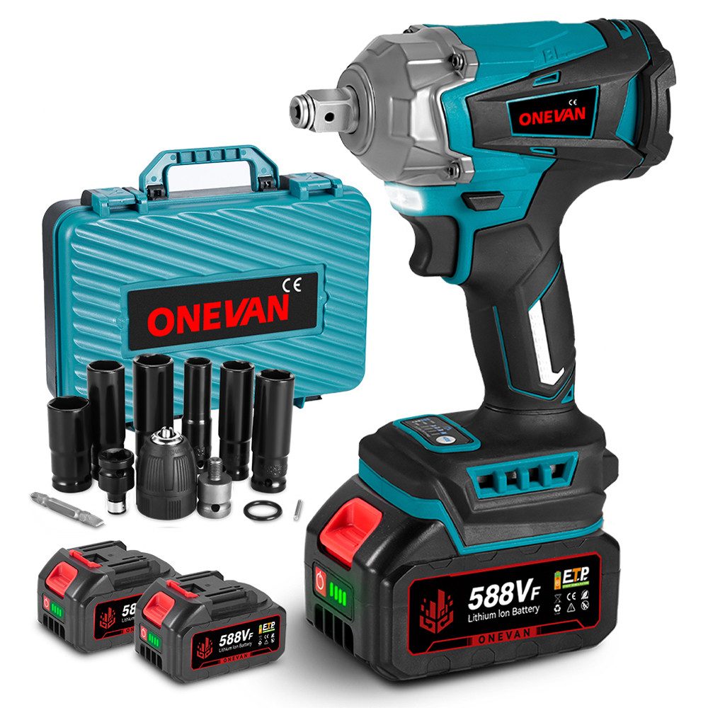 ONEVAN Akku-Schlagschrauber 1/2 Zoll Bürstenloser Motor, 1200Nm Drehschlags günstig online kaufen