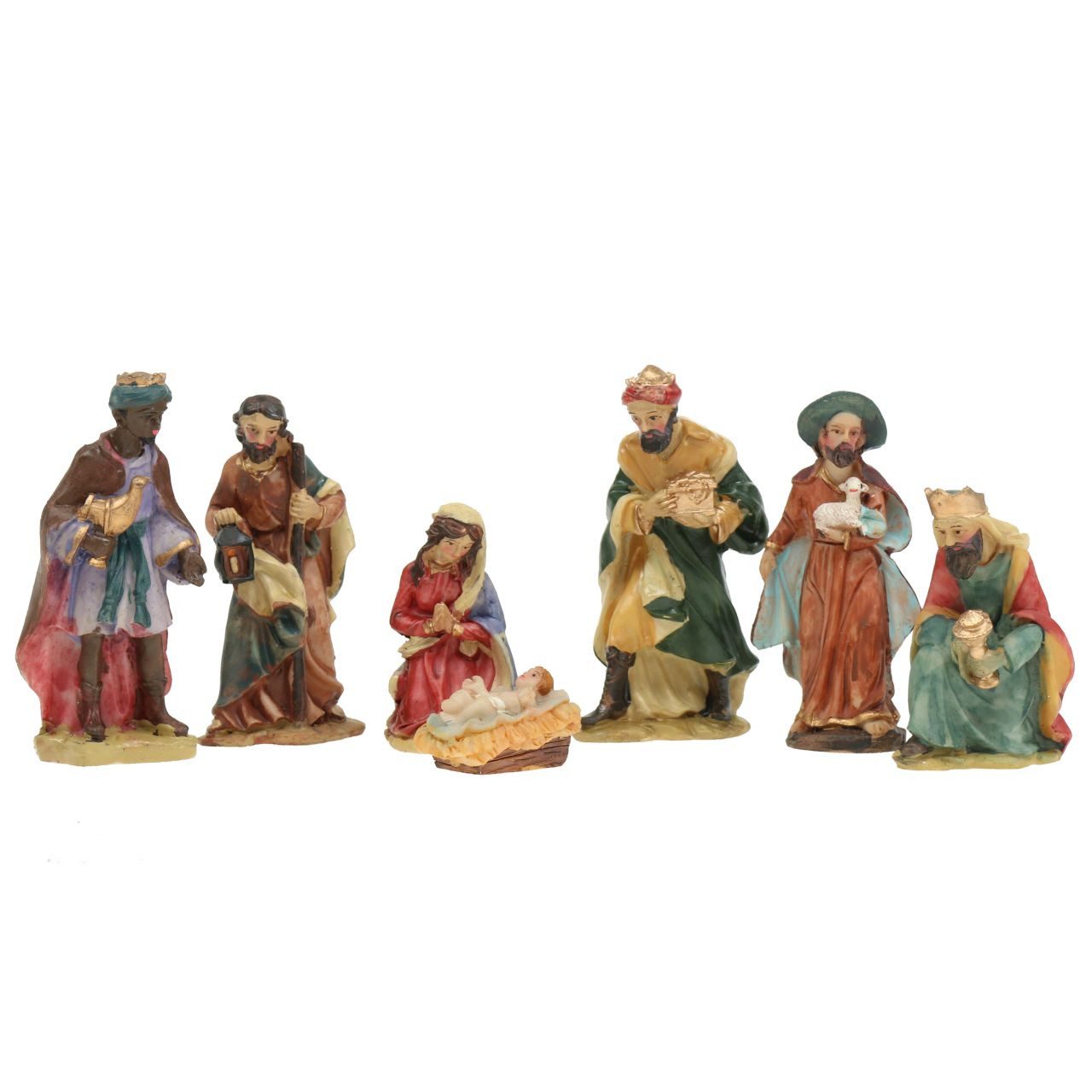 Kaemingk Weihnachtsmann Handbemalte Krippenfiguren Set 7-tlg 2-9cm - Weihnachten