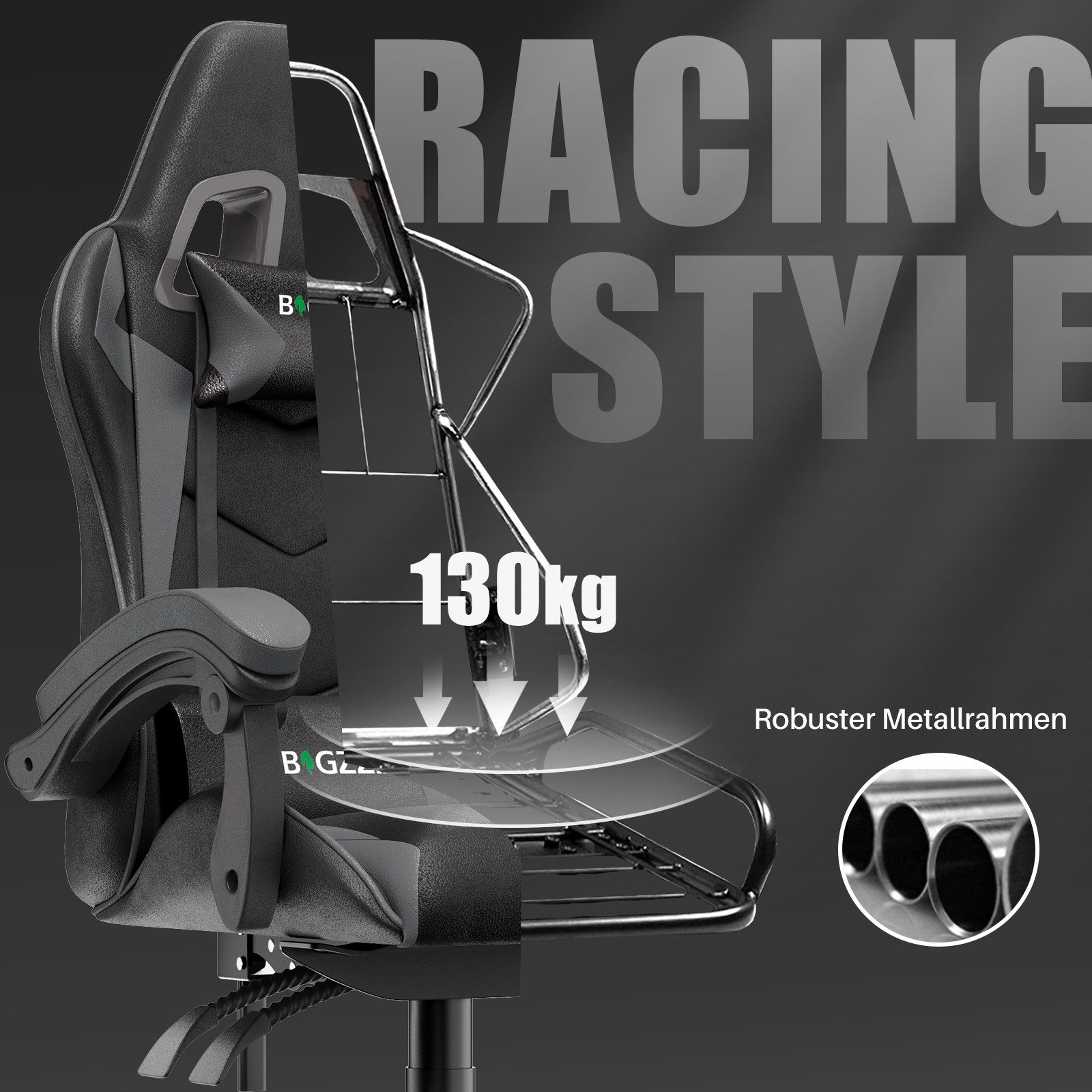 Gywowken Gaming-Stuhl Gaming Stuhl Ergonomisch - Gamer Stühle mit Lendenkissen, Gaming Chair Höhenverstellbar - 90-135° Rückenlehne – Bild 5 von 5