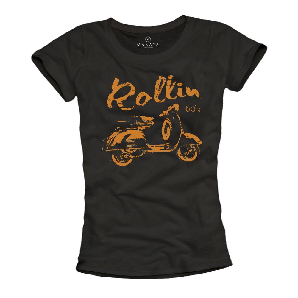 T-Shirt Damen Hippie Sommer Top Motiv 60er 70er 80er Jahre Frauen Oberteile