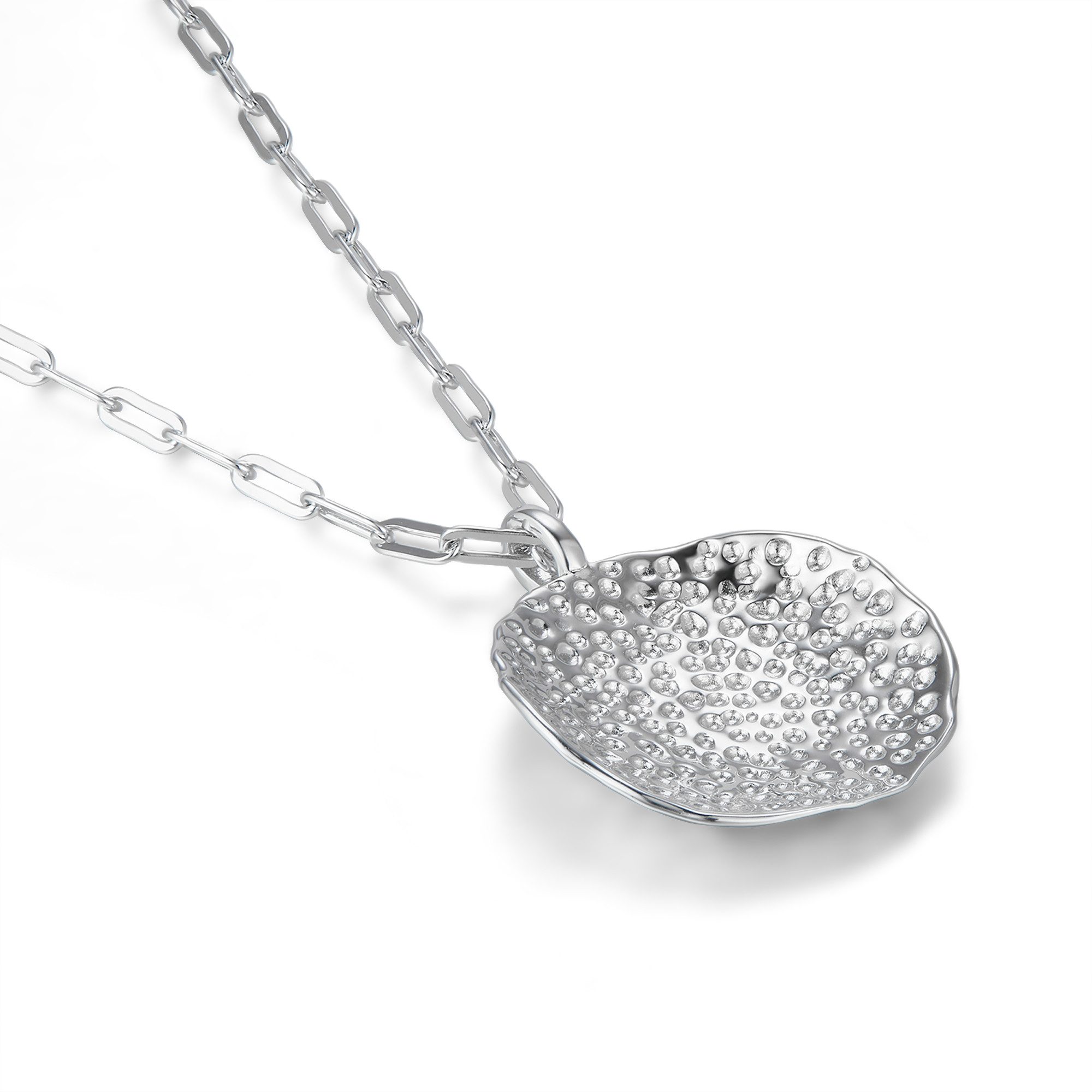 Schöner-SD Kette mit Anhänger Silberkette 55cm lang Gliederkette mit Anhänger rund mit Muster, 925 Silber Rhodium