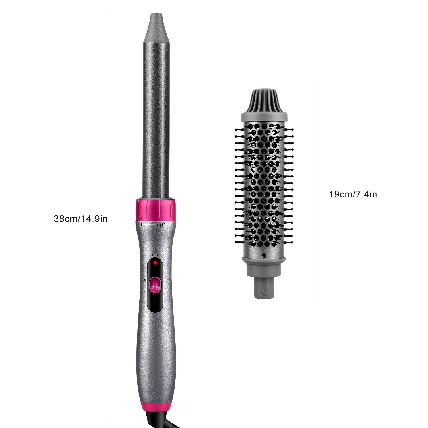CkeyiN Pro Lockenstab 2 in 1 Lockenstäb Set mit 25mm Locken /32mm Lockenbürste, Keramikbeschichtung, Kostenlose Handschuhe,Für alle Haartypen geeignet