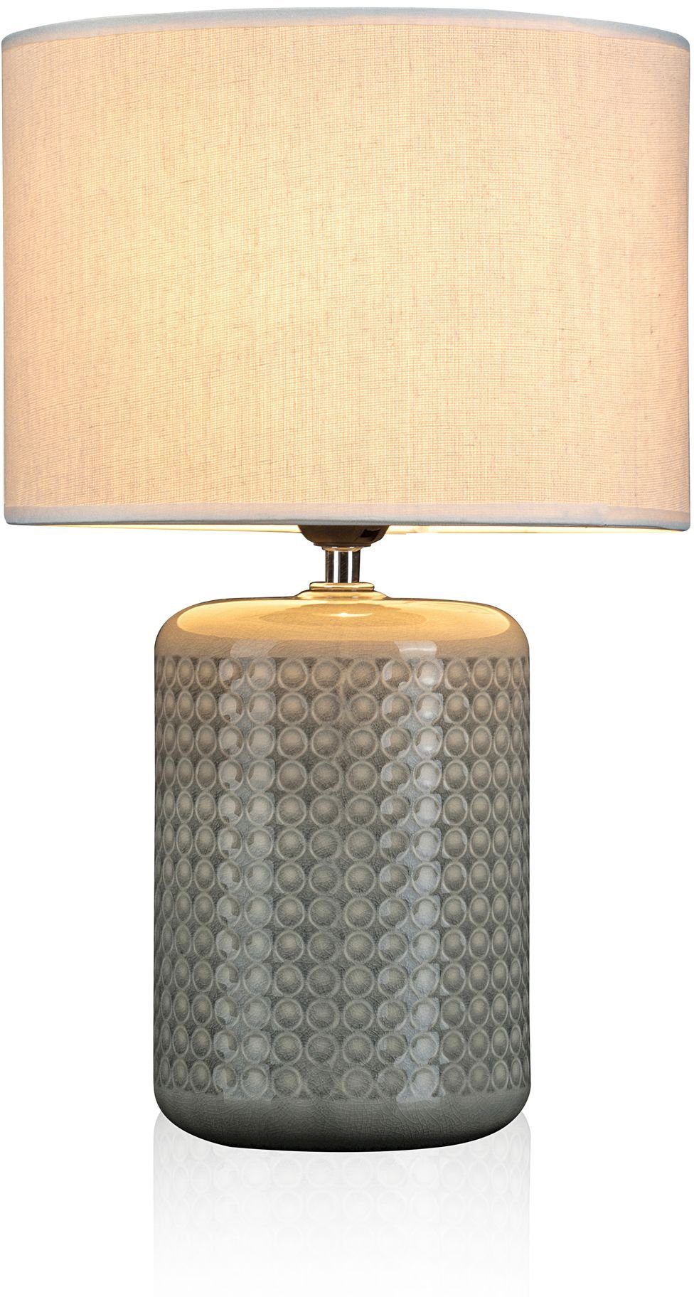 Pauleen LED Tischleuchte Go for Glow, Leuchtmittel wechselbar, Warmweiß, E27, 3-Step dimmbar weiß/grün, 230 V, Stoff/Keramik