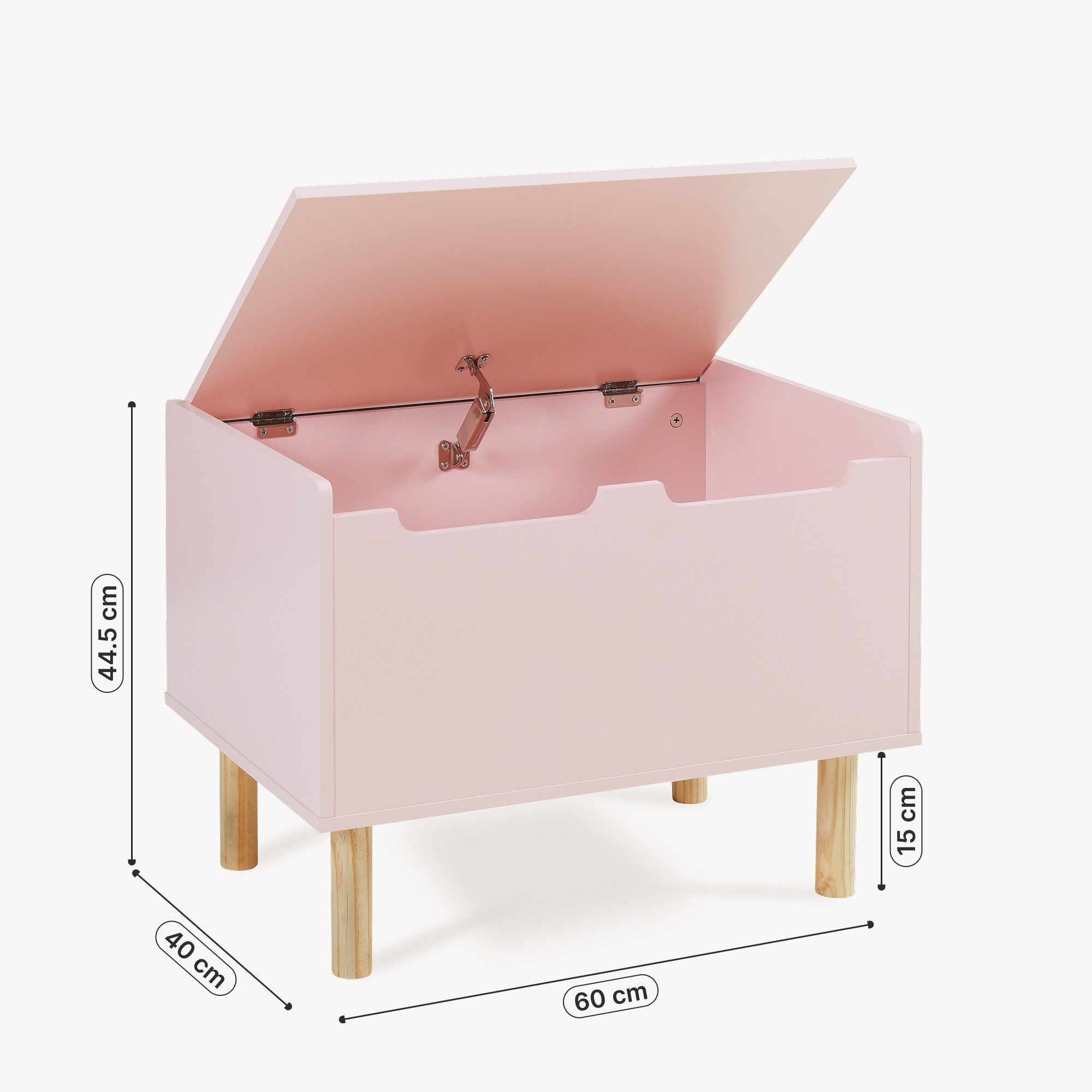 en.casa Spielzeugtruhe, »Virer« mit Deckel 60 x 40 x 45 cm Rosa