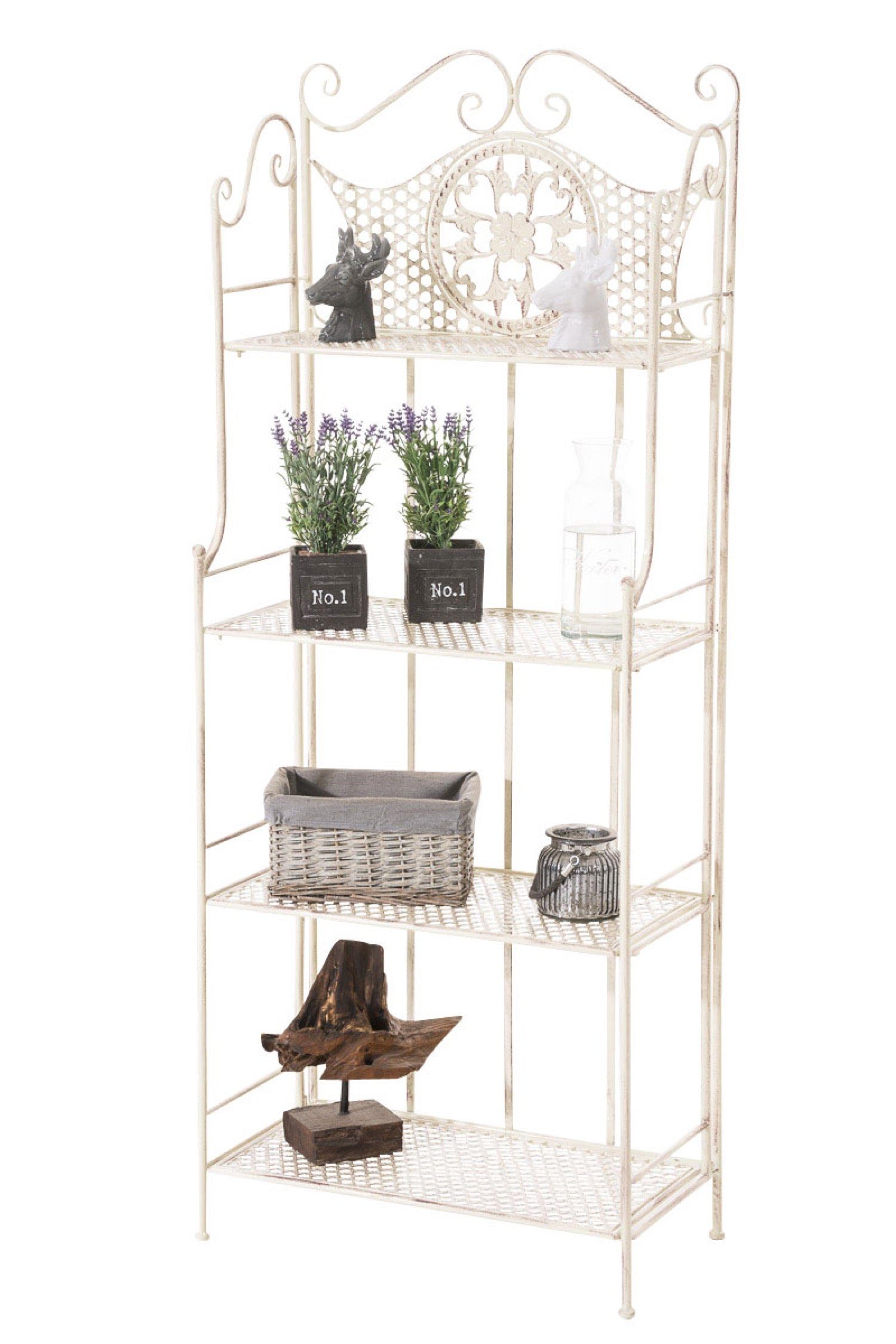 TPFGarden Standregal Anic - Blumenständer - 4-stöckiges Pflanzenregal, Blumenregal - Pflanzengestell, Pflanzenständer mit den Maßen (HxB xT): 153 x 61 x 33 cm antik-creme