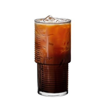 Sendez Cocktailglas 6 Stapelbare Saftgläser 400ml Geriffelte Wasserglas, Glas