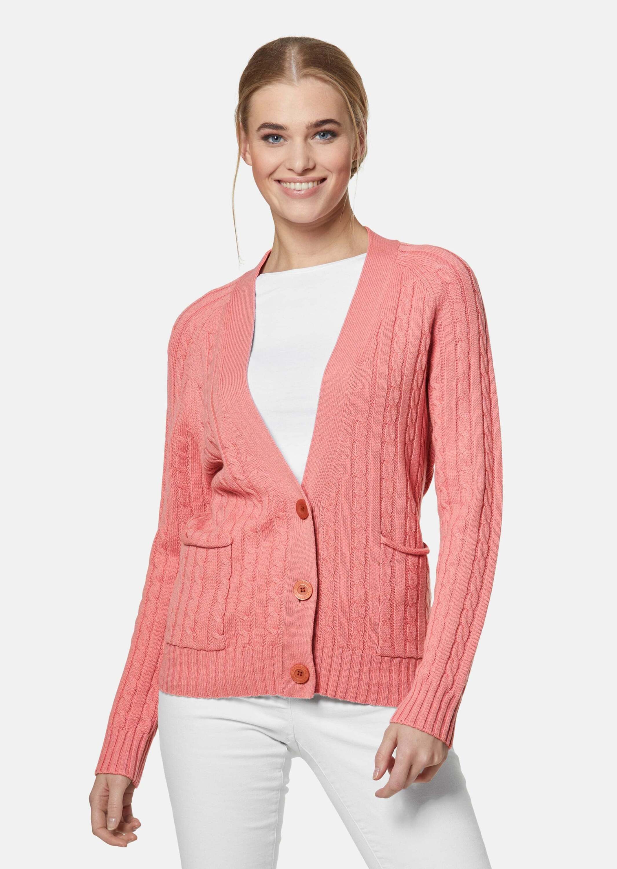 Strickjacke Strickjacke mit Zopfmuster in angesagten Farben