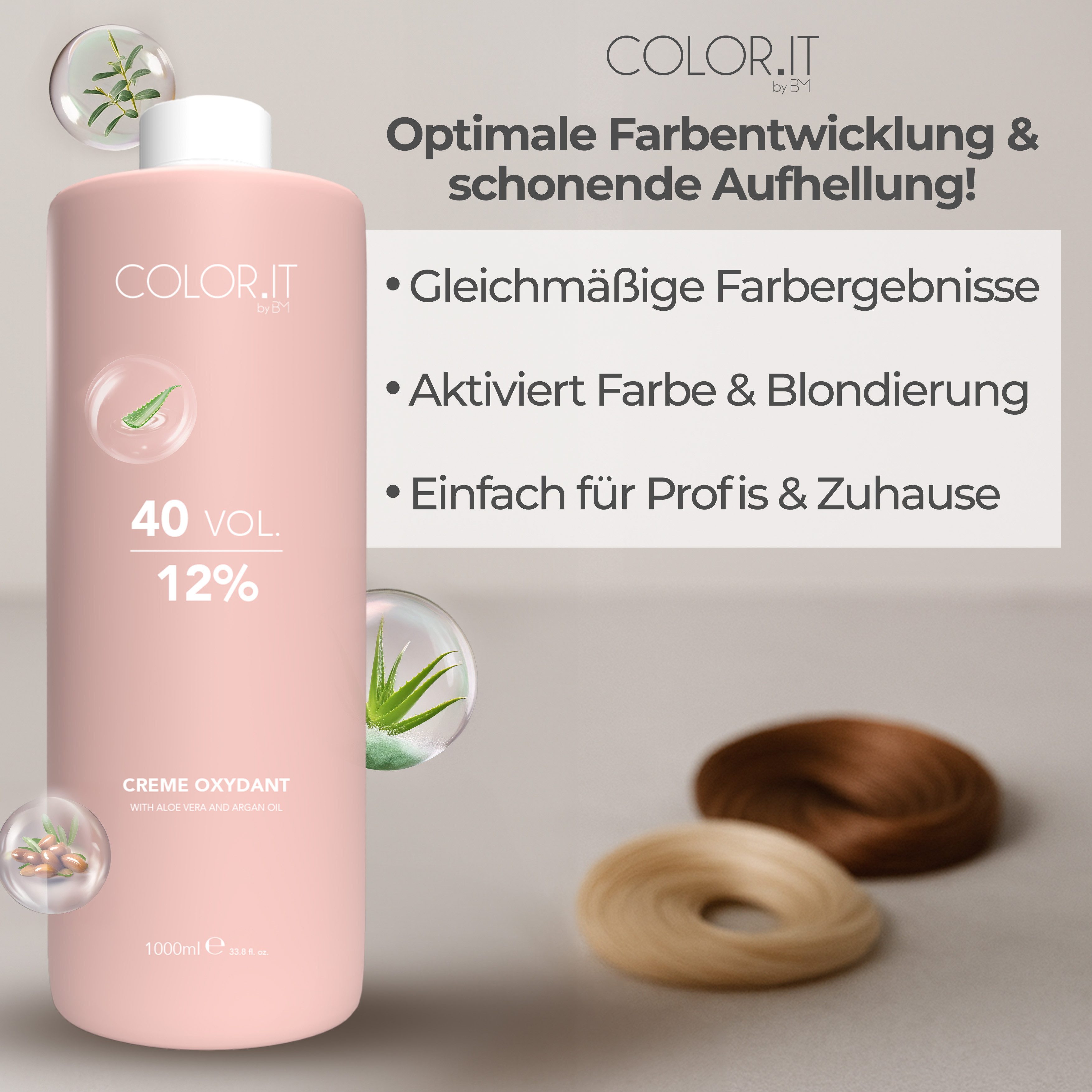 COLOR.IT Entwickler Für Haarfärbung oder Blondierung, 1000ml, mit Keratin & Arganöl