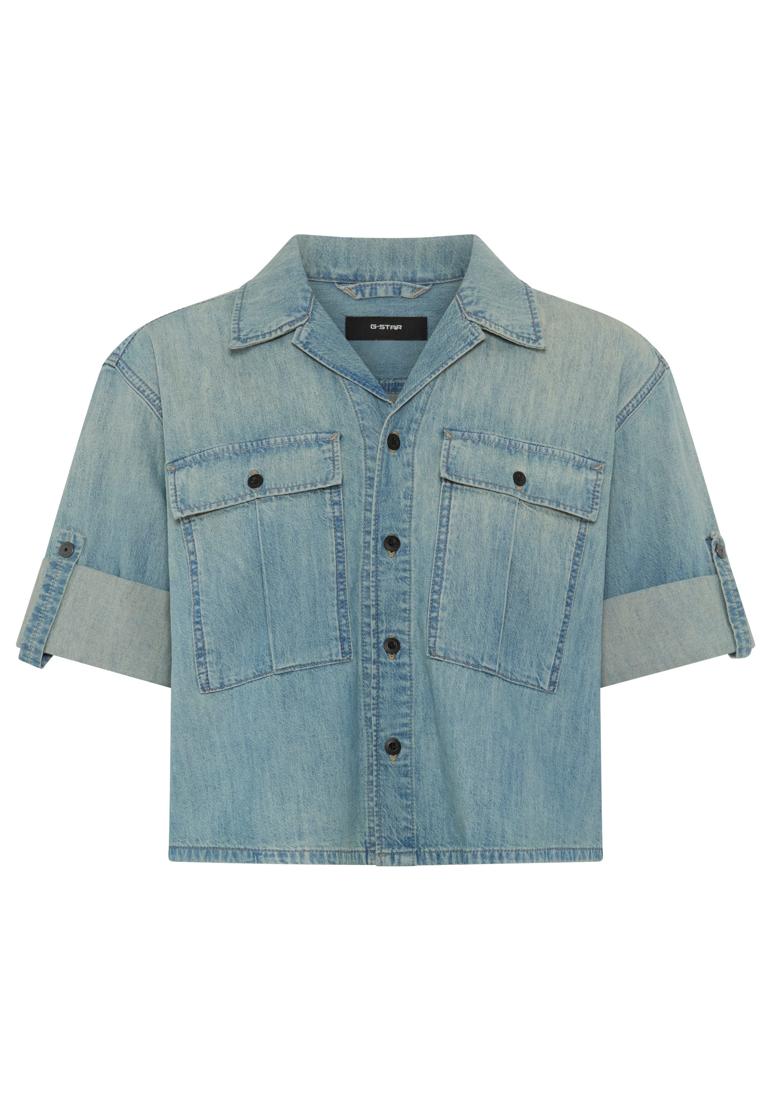 G-STAR Hemdbluse Boxy Relaxed Shirt ss wmn mit gekrempelten Ärmeln, Reverskragen