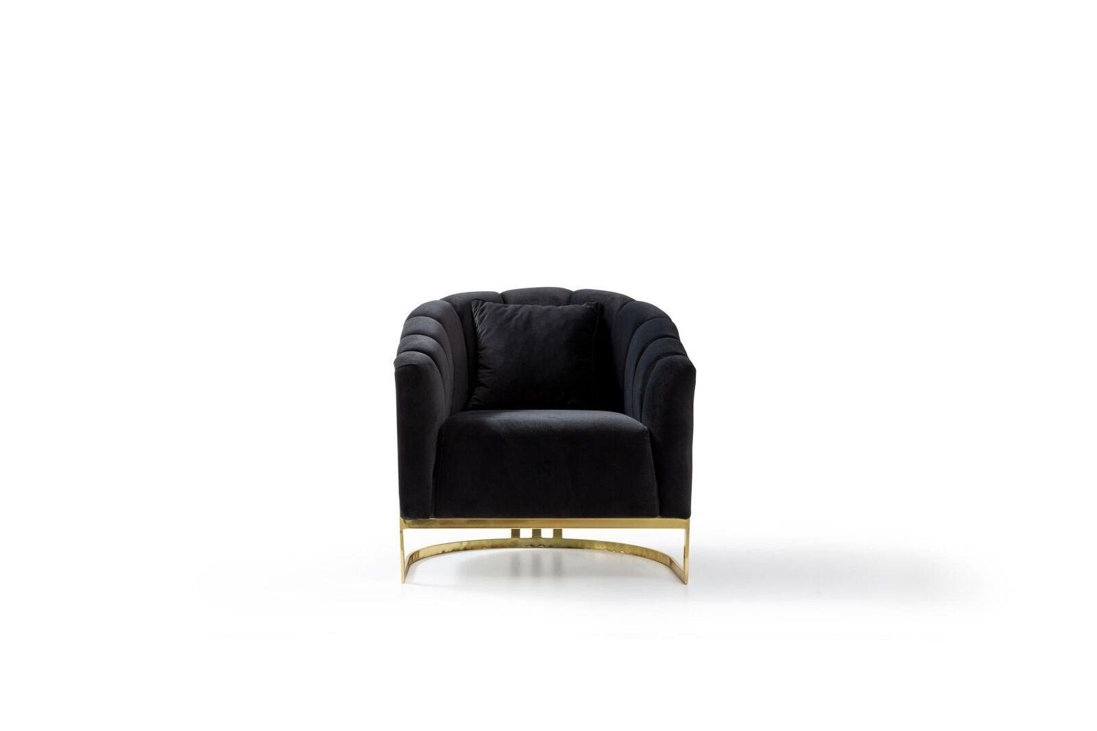 JVmoebel Sessel Exclusive Sessel in Longe Edelstahl Made Luxus Elemente Schwarzer Möbel Europa 1x Club Sessel), (1-St