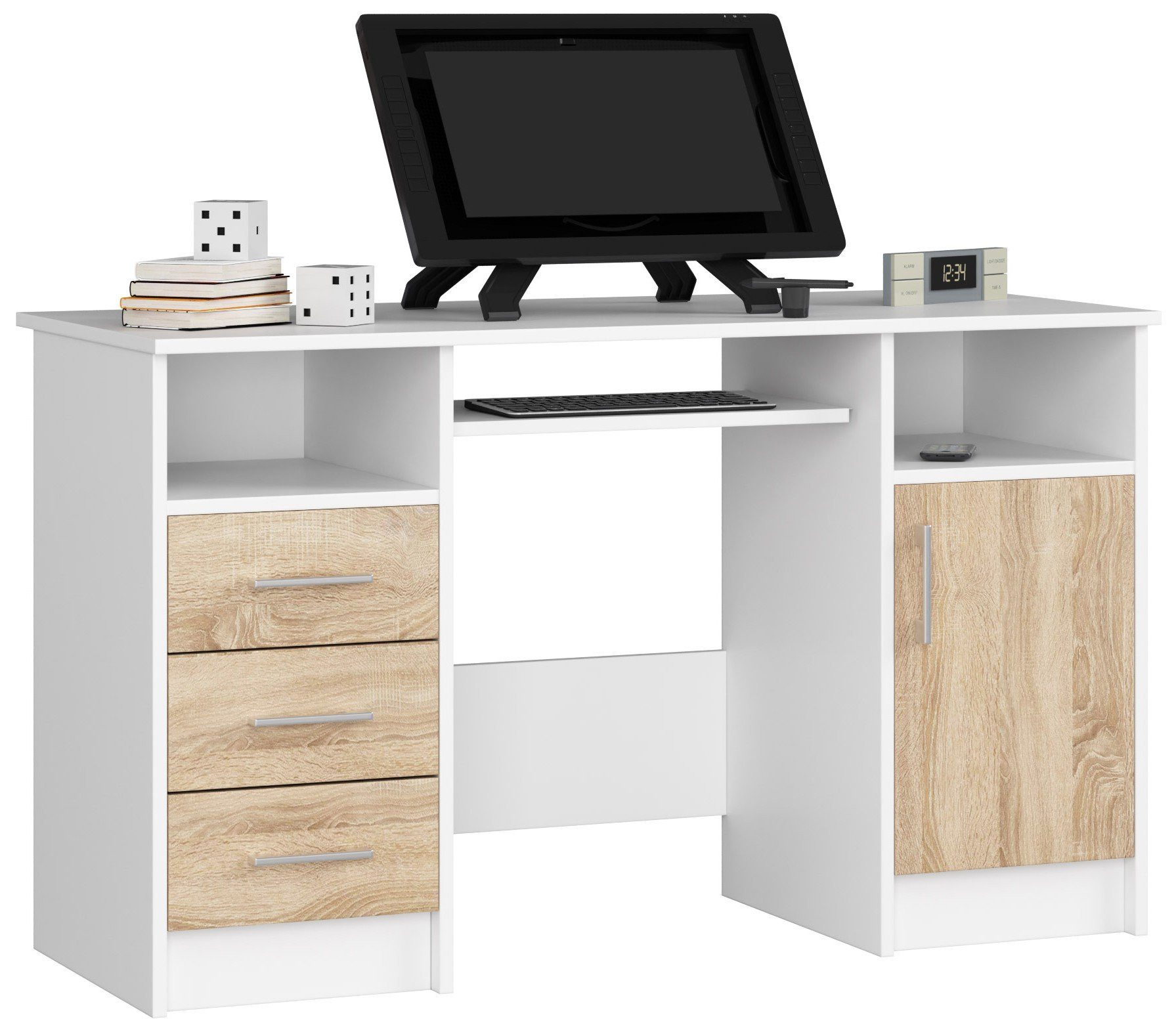 Raumhirsch Furniture Schreibtisch mit Tastaturauszug - Bürotisch - 124 cm b günstig online kaufen