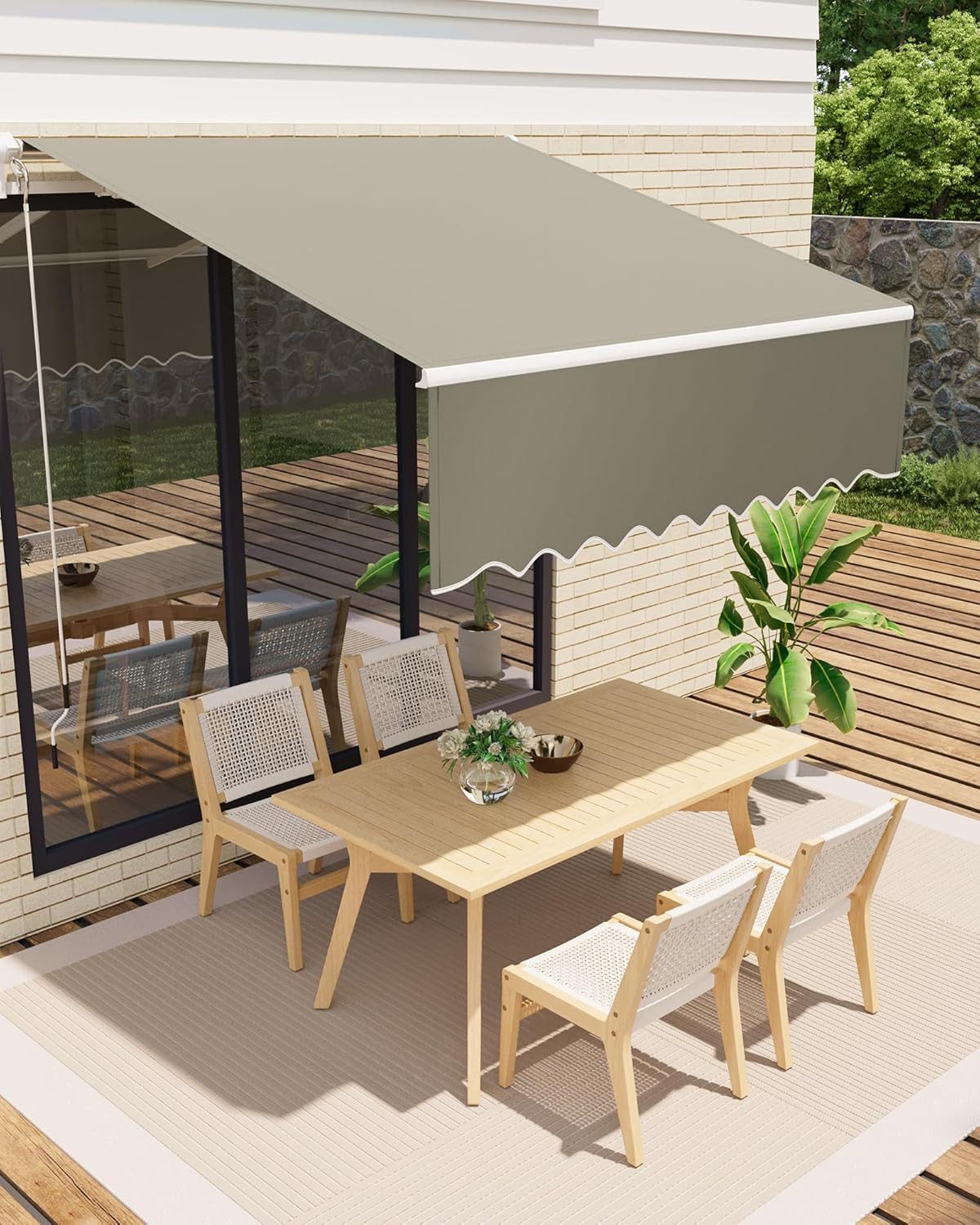 GarveeMore Gelenkarmmarkise 300 x 250 cm,UV40+ & wasserabweisend, mit Kurbel & Wandhalterung Länge + Winkel einstellbar, Markise für Terrasse & Balkon