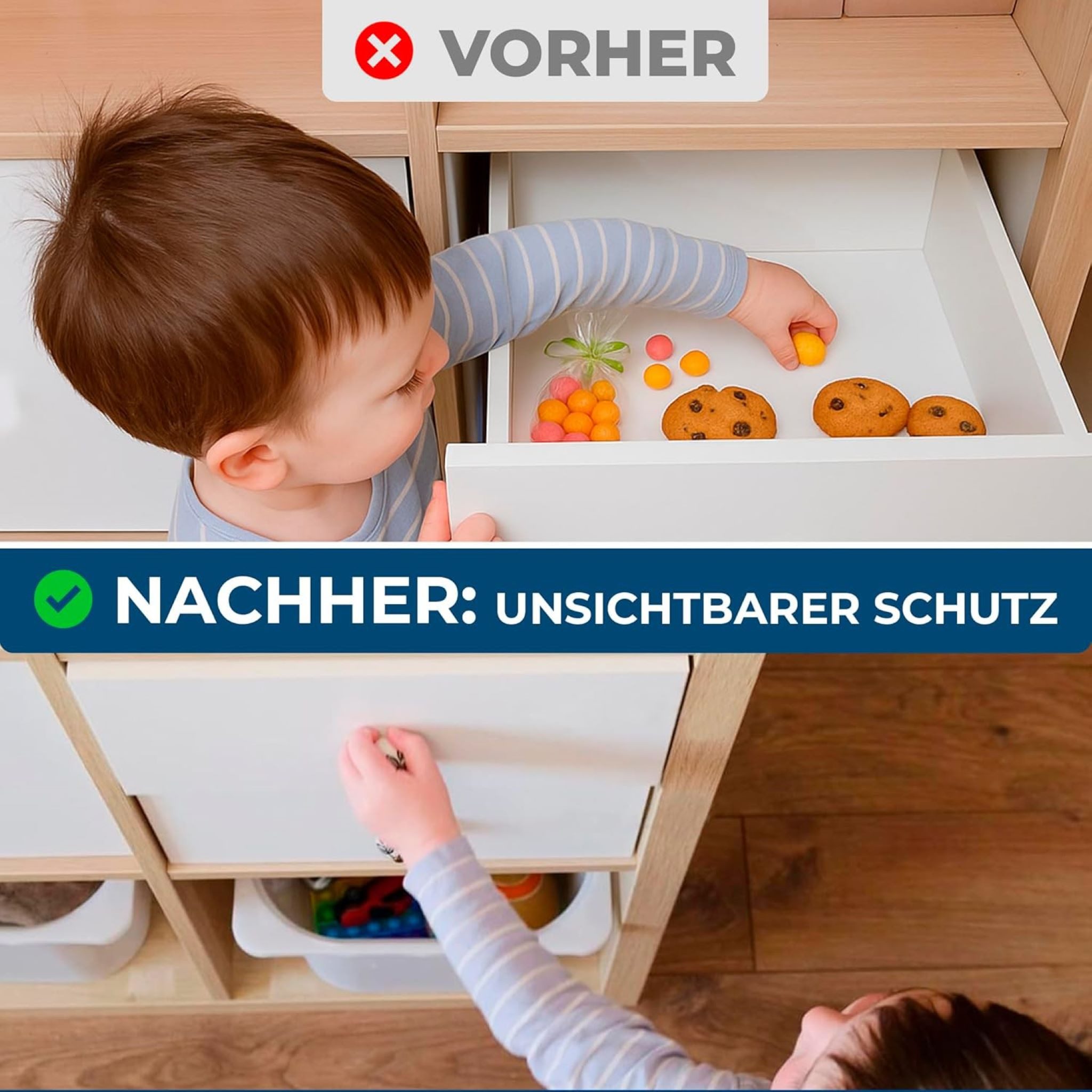 Hoffenbach Kindersicherung magnetisch, ohne Bohren mit 12 Schlösser+3 Schlüssel