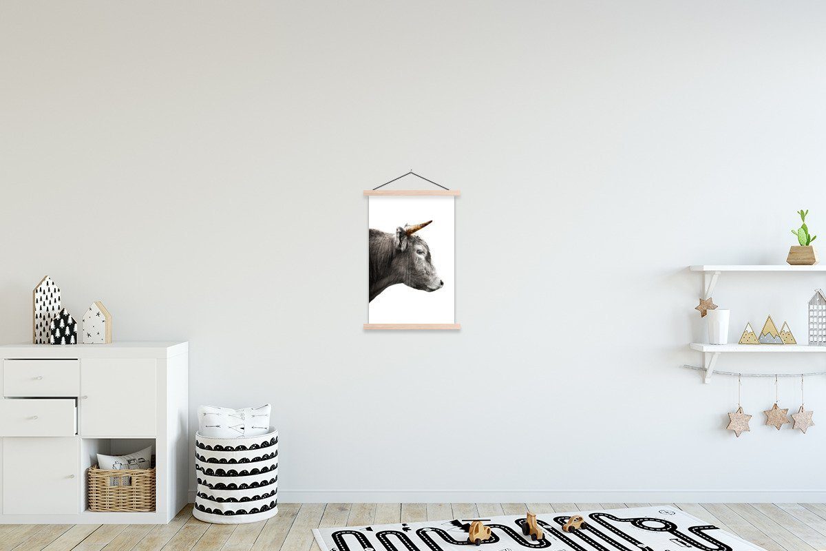 MuchoWow Poster Schottischer Highlander - Tiere - Kuh, (1 St), Posterleiste, Textilposter für Wohnzimmer, Bilderleiste, Magnetisch