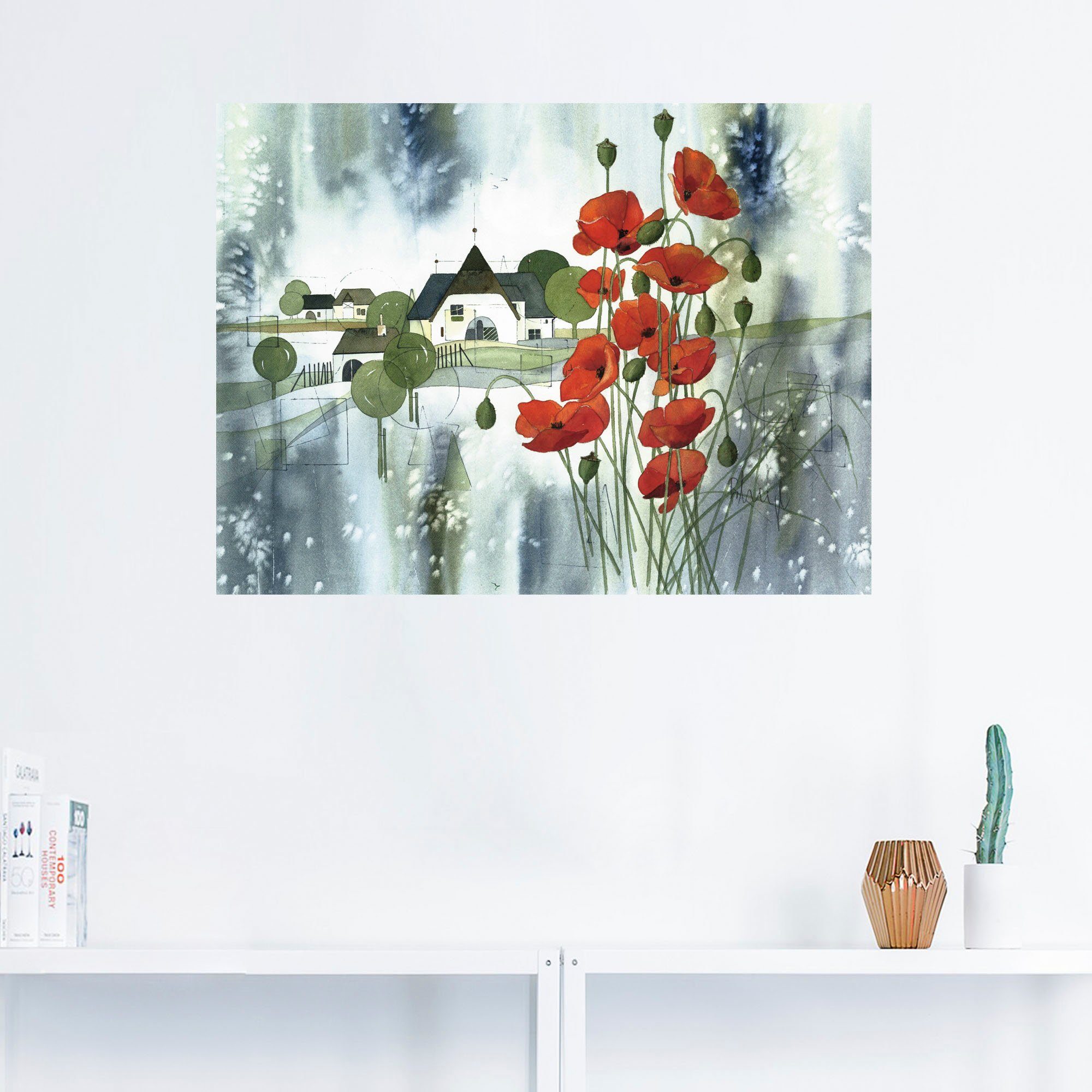 Blumen St), Poster Artland Größen Leinwandbild, als Mohn, in Blühender oder versch. (1 Wandaufkleber Wandbild