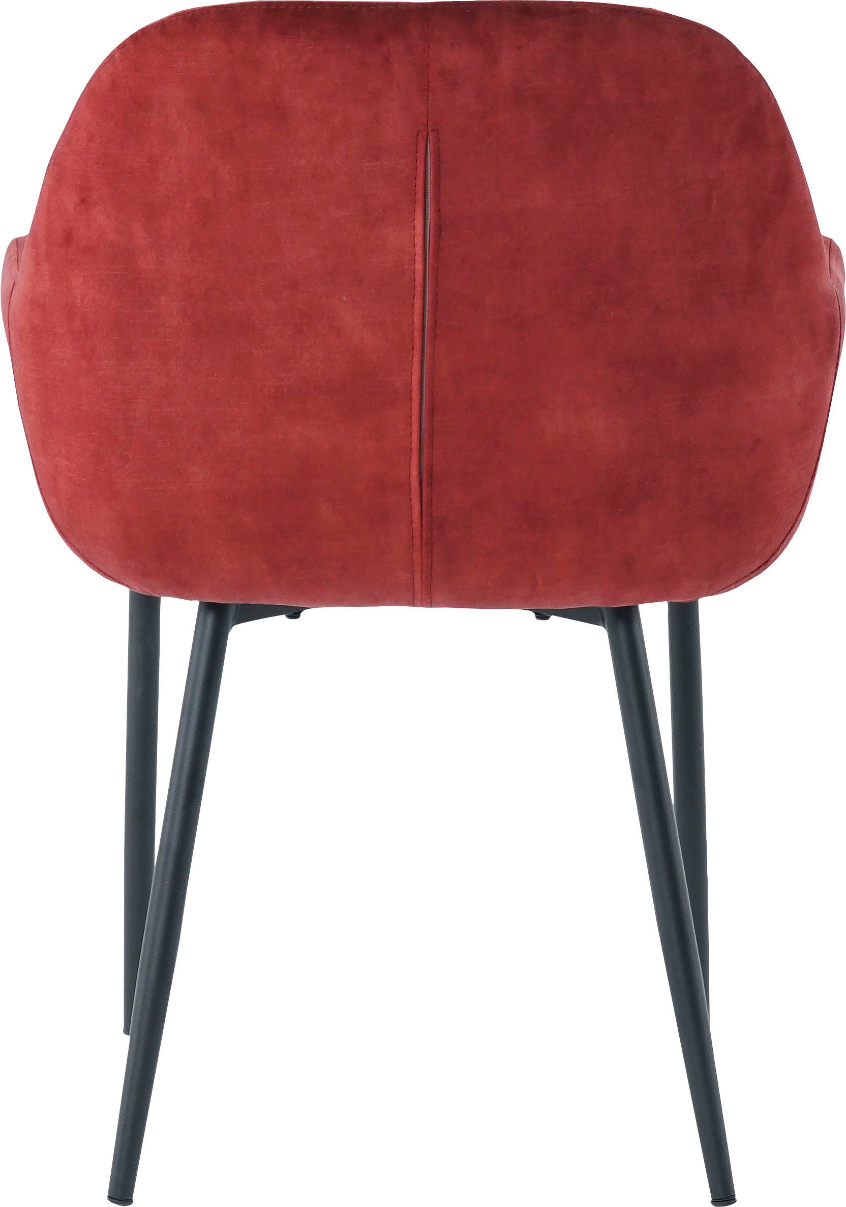 SIT Armlehnstuhl (Set, 2 St), Samtoptik Rot in Bezug | Rot/schwarz glamouröser