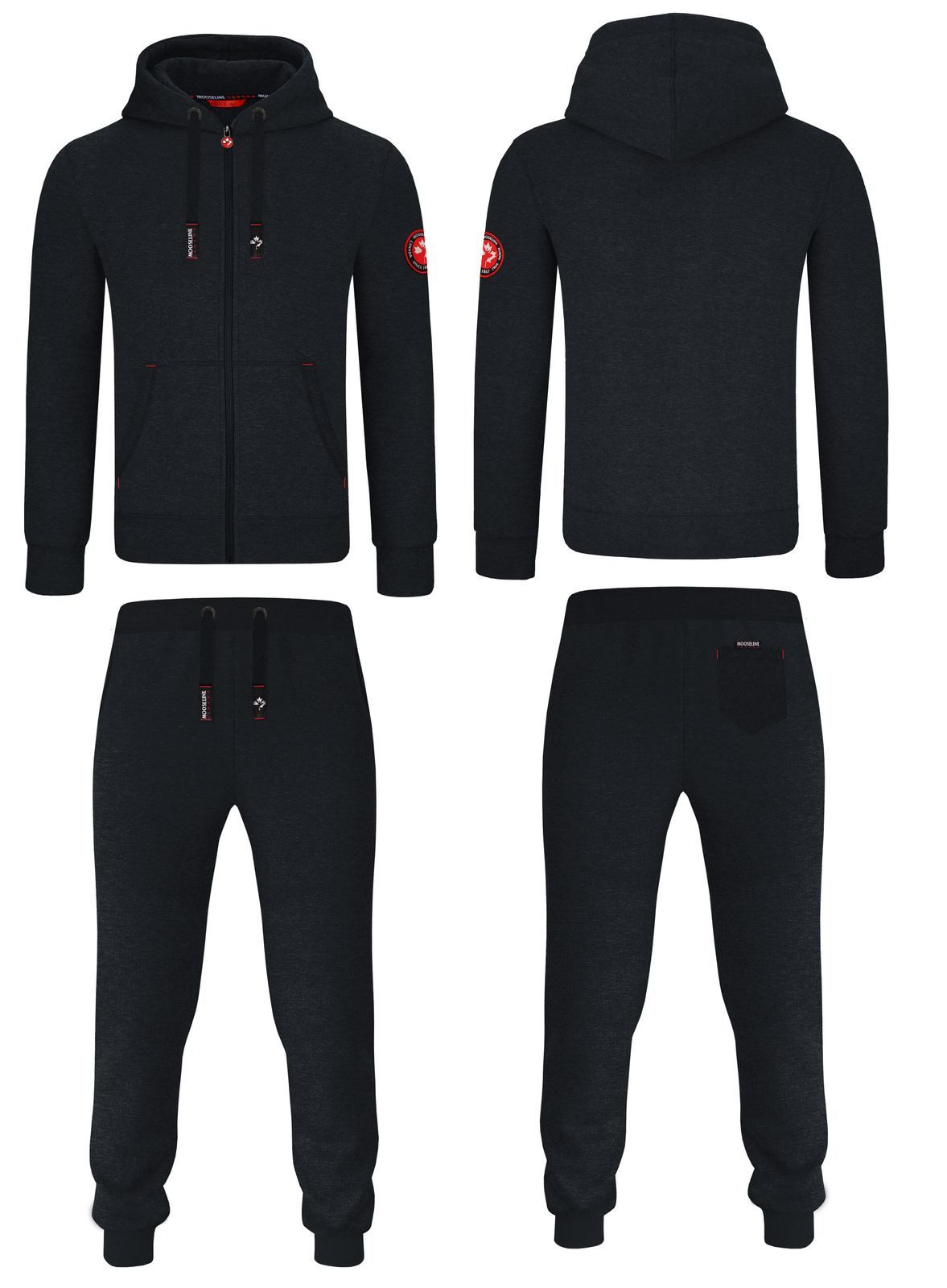 MOOSELINE Jogginganzug Herren Schwarz - rotes Stoffpatch (2-tlg), rote Patc günstig online kaufen