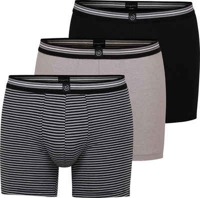 bugatti Slip Herren-Long-Pants 3er-Pack Single-Jersey Uni: 1x grau meliert, 1x schwarz