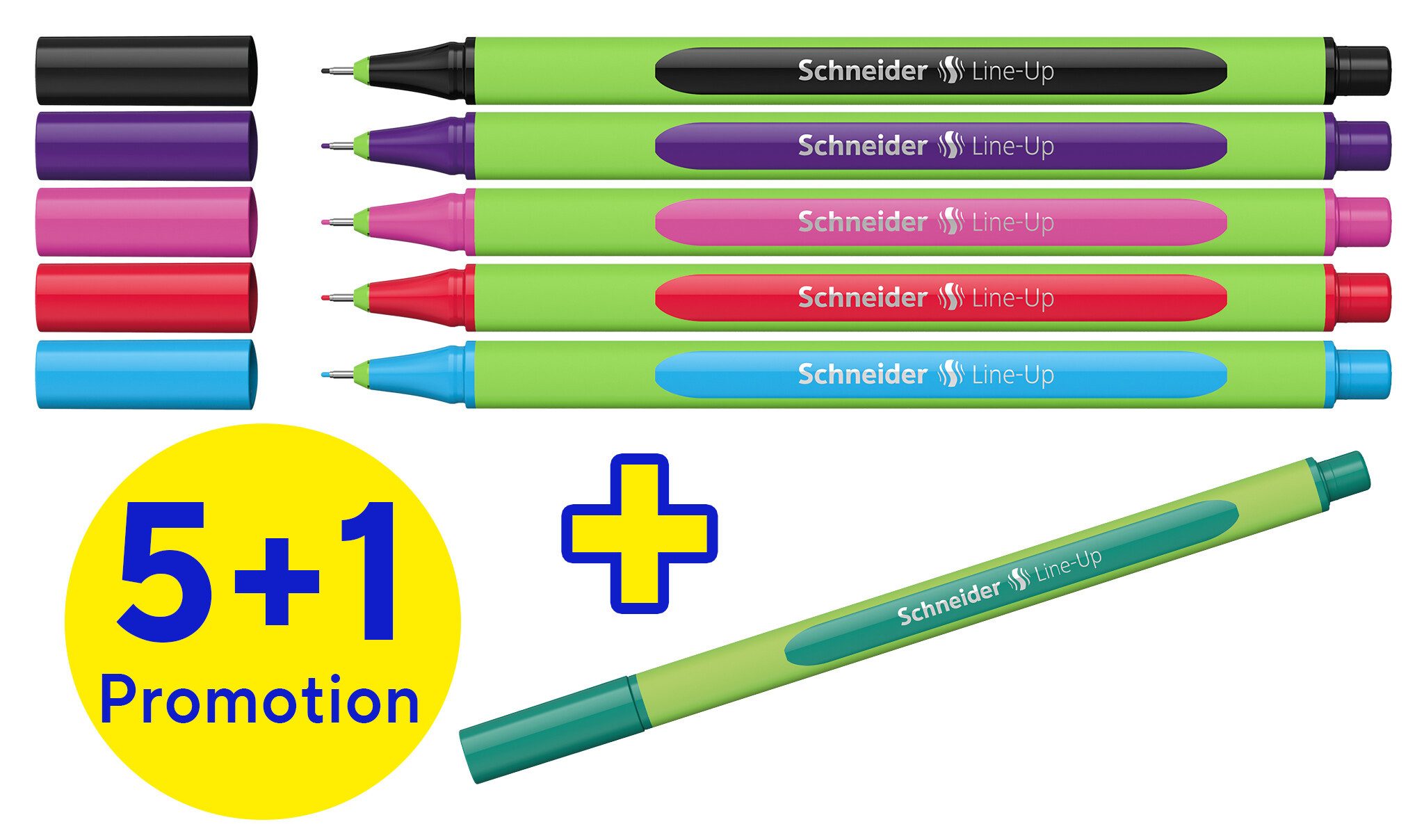 SCHNEIDER 1 GRATIS: Schneider Line-Up Fineliner farbsortiert 04 mm 5 St. + GRATI Tintenpatrone