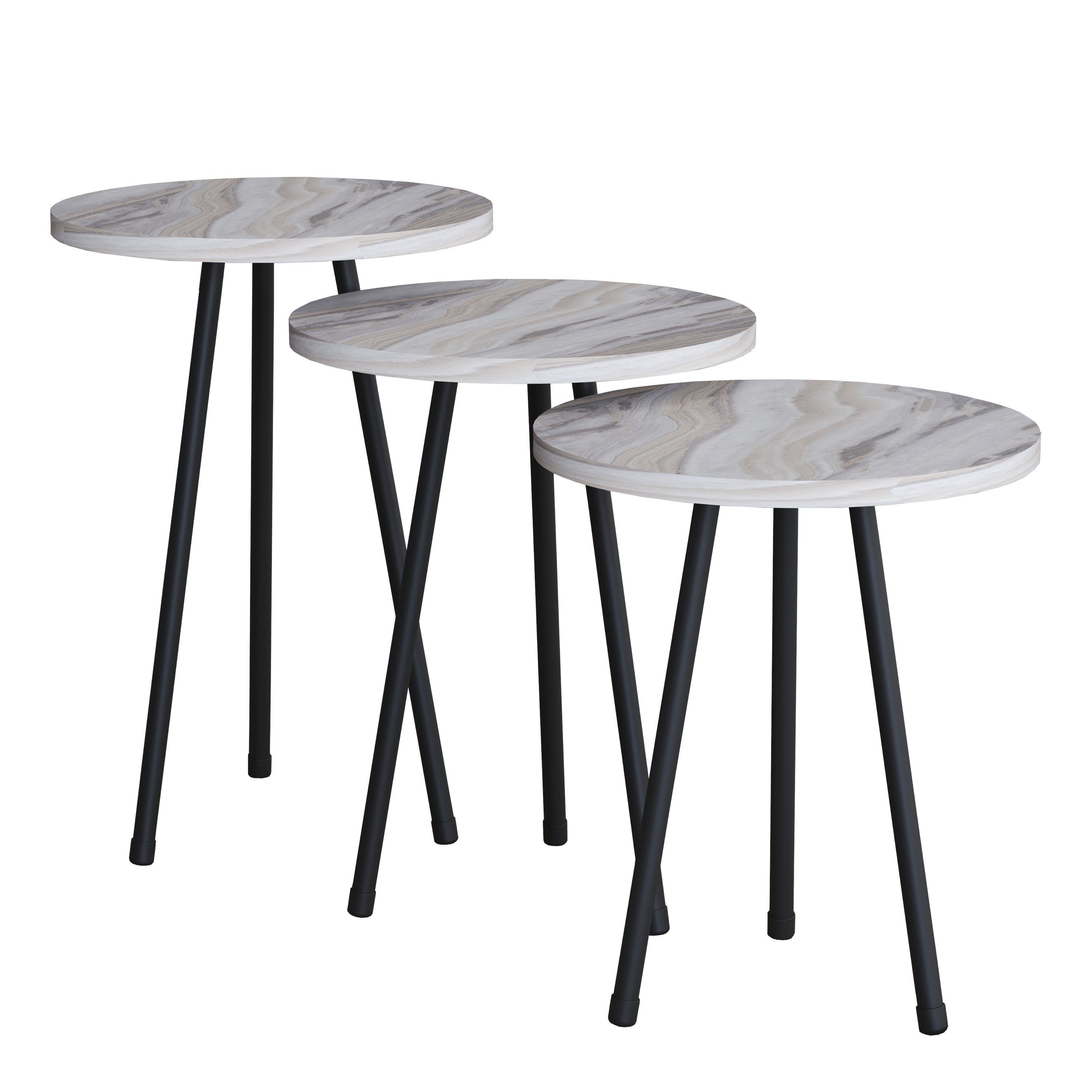 VCM Couchtisch 3 tlg. Holz Beistelltisch Couchtisch Mamor Mirola günstig online kaufen