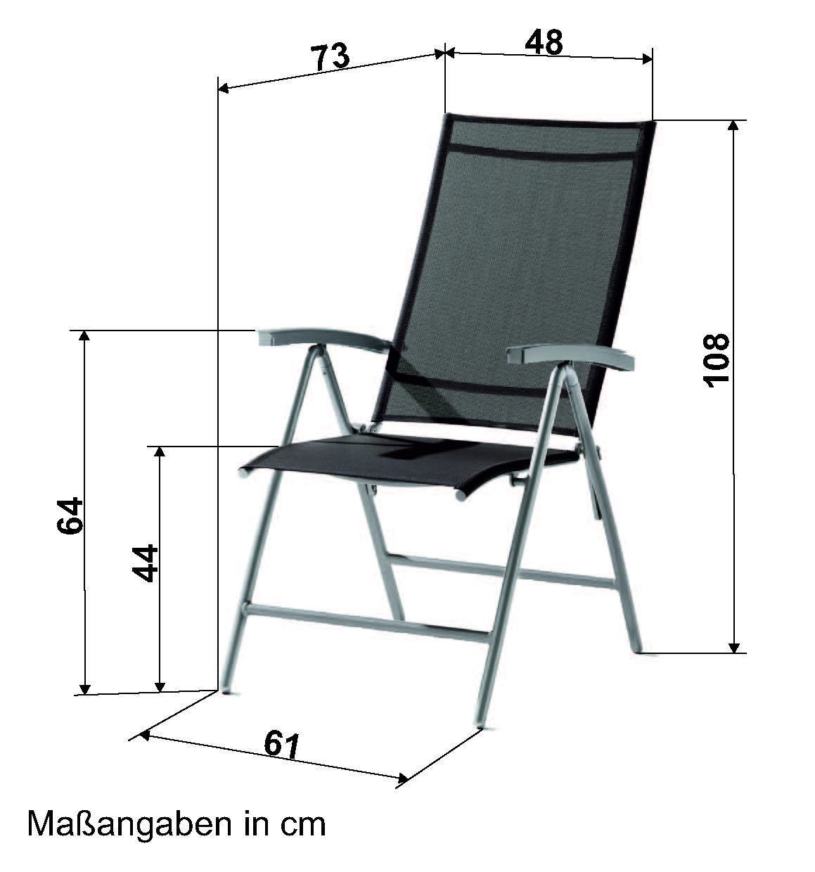 sieger Gartenstuhl Sirio, in Silbergrau, Kunstfasergewebe - 61x108x73cm (BxHxT)