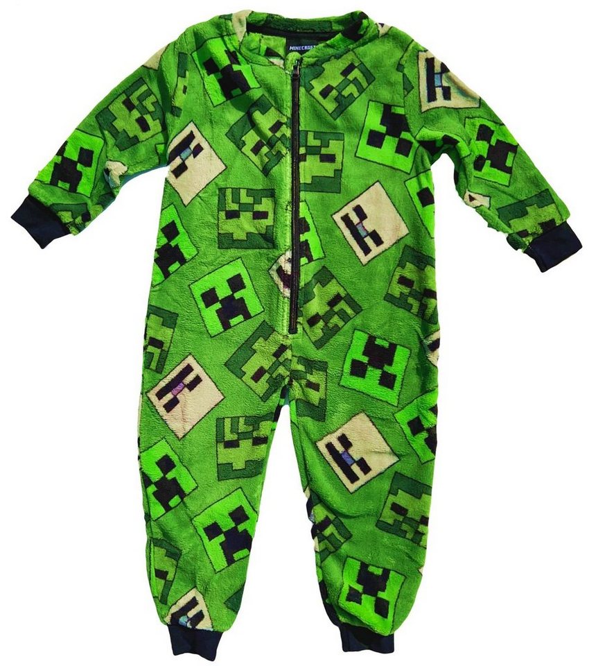 Minecraft Jumpsuit MINECRAFT Kinder Jumpsuit Overall Pyjama Strampelanzug Jungen + Mädchen 3 4 5 6 7 8 9 10 Jahre Gr: 98/104 110/116 122/1280134/140
