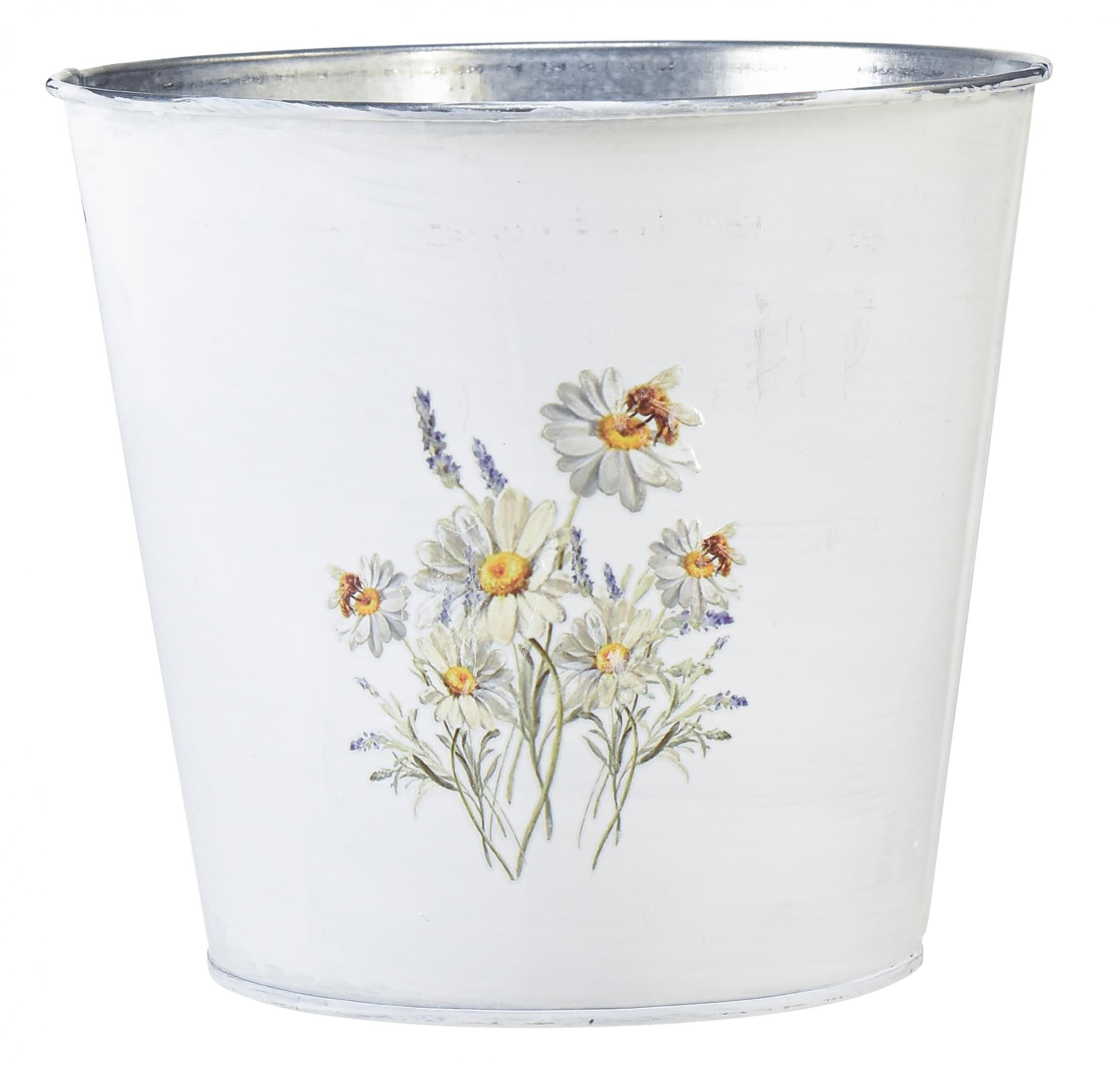 Florists Products Übertopf Blumentopf Metall mit Blumenmotiv für Tischdeko und