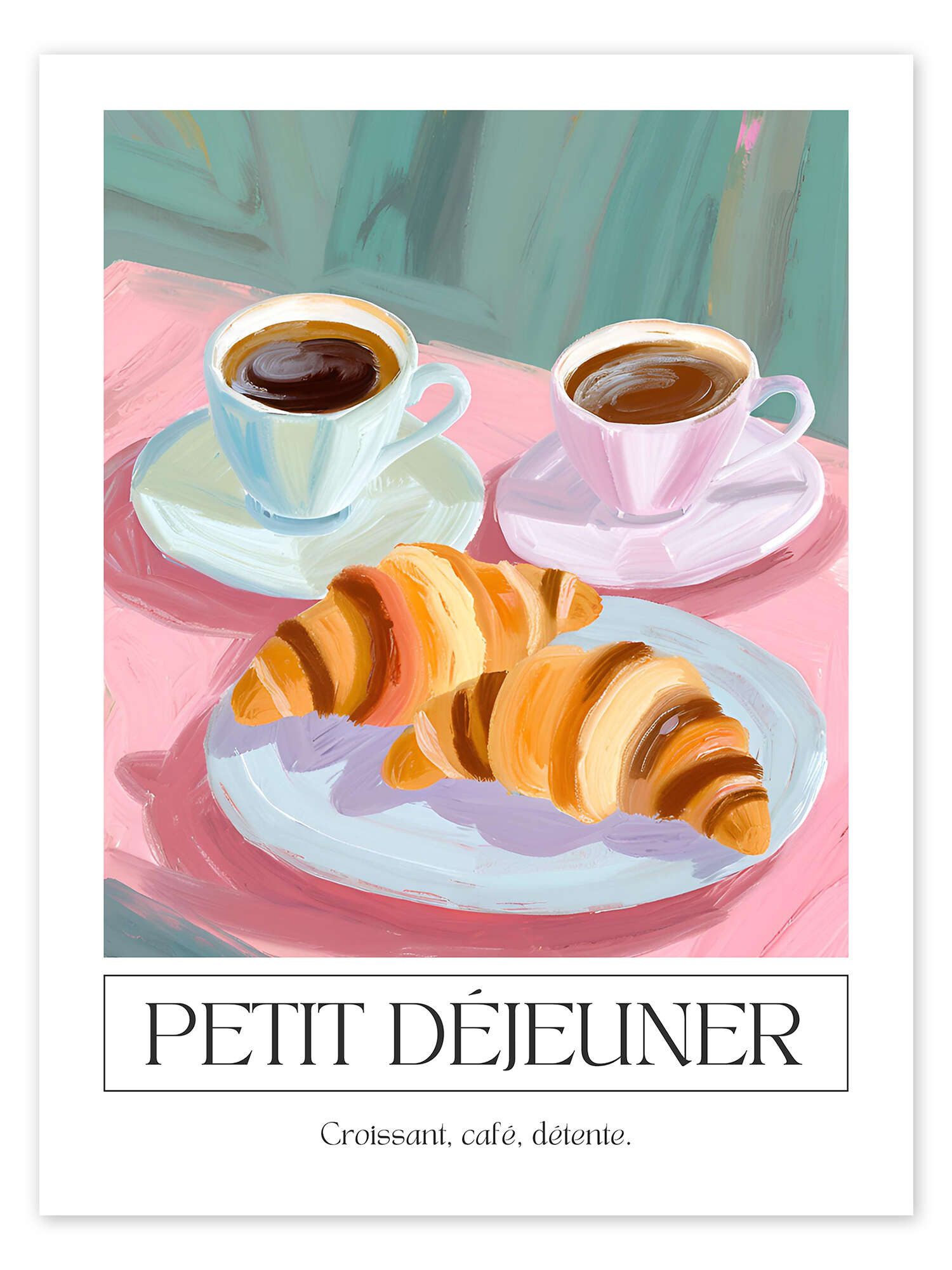 Posterlounge Poster Ohkimiko, Petit Déjeuner - Croissant, Café, Détente, Bar Mediterran Illustration