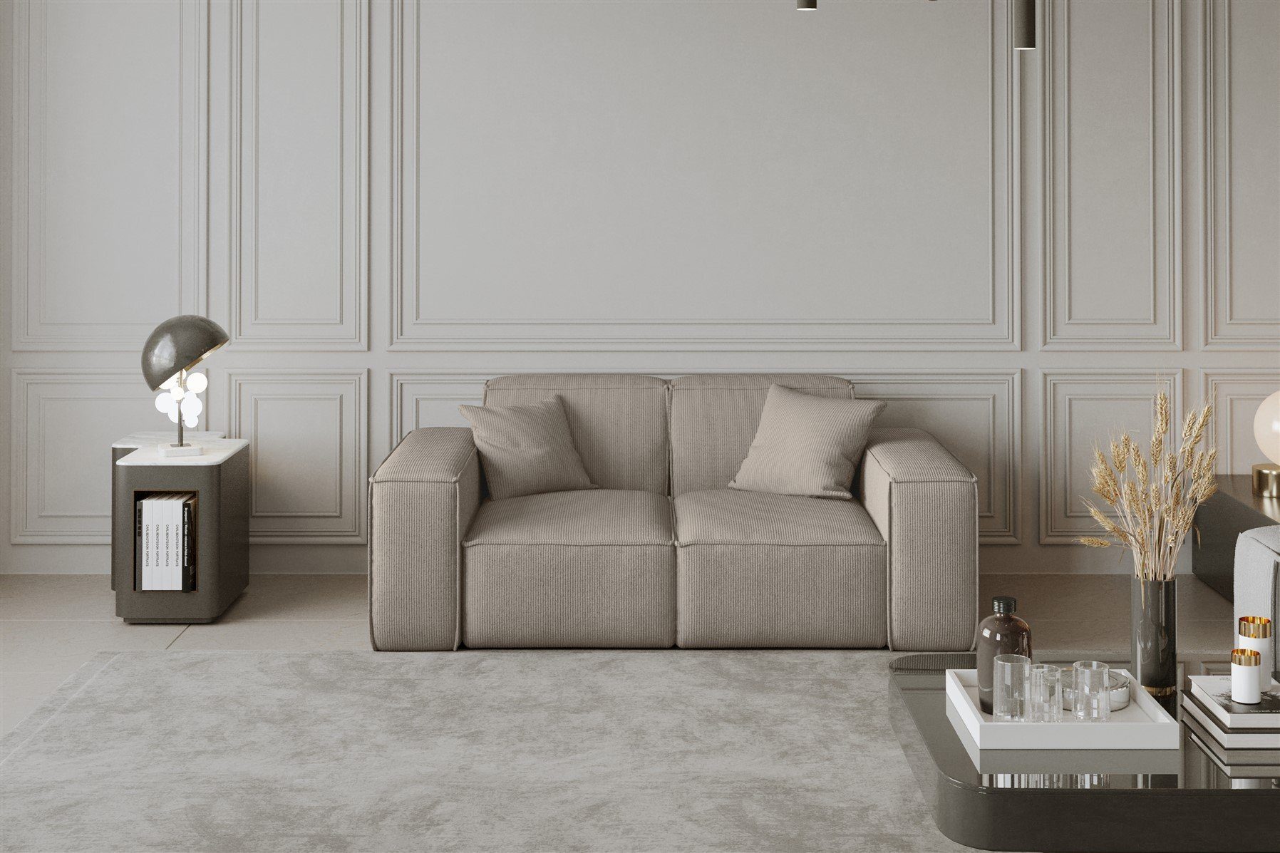 Fun Möbel Sofa »Sofa Designersofa CELES 2-Sitzer in Stoff inkl. 2  Zierkissen« online kaufen | OTTO