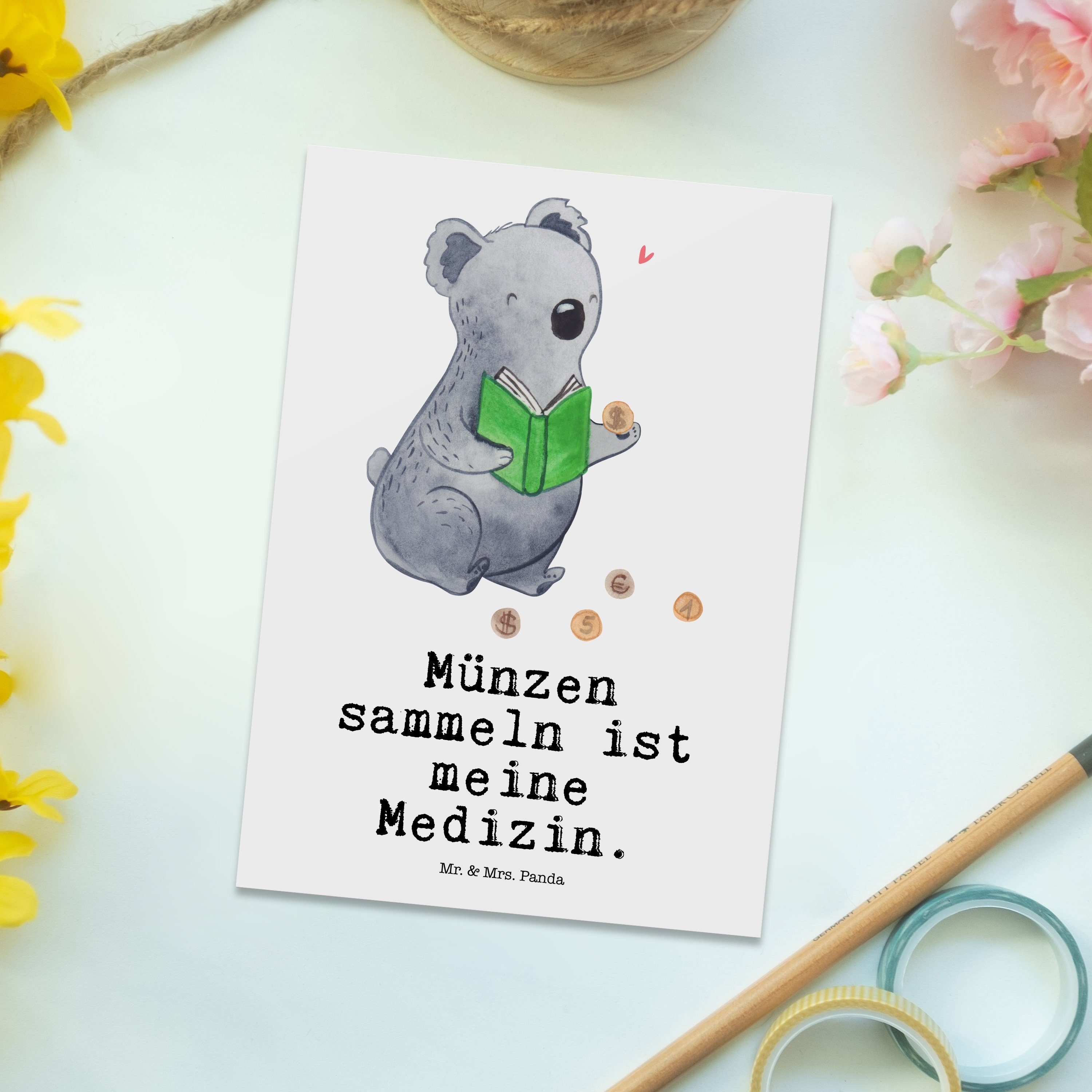 - Einladung, Weiß Postkarte Medizin & - Geschenk, sammeln Panda Mrs. Auszeichnu Koala Mr. Münzen