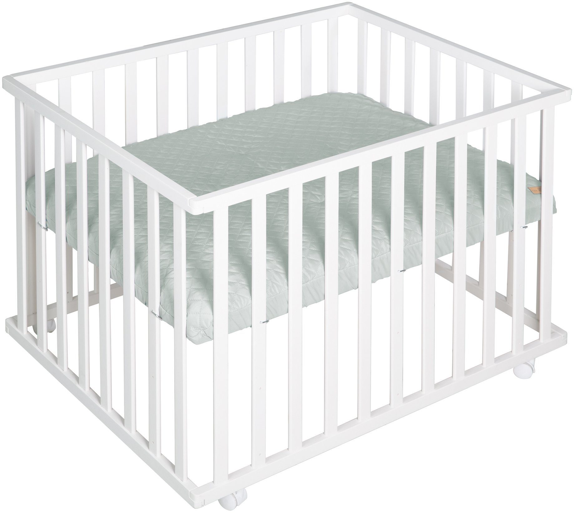 roba® Детские манежи Style weiß, 75x100 cm, mit Детские манежиeinlage frosty green