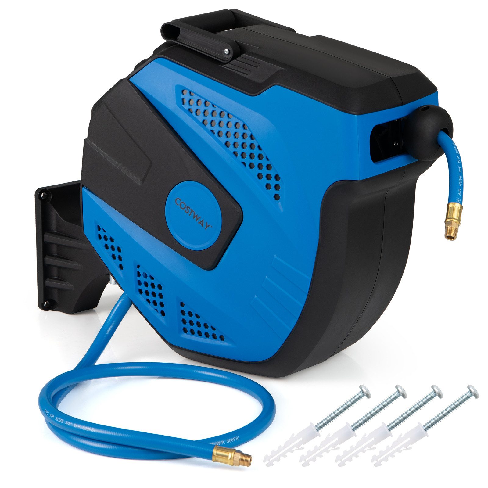 COSTWAY Wandschlauchbox, (1-tlg), Schlauchtrommel, Schlauchaufroller, 180° schwenkbar, 15 m+1,5 m