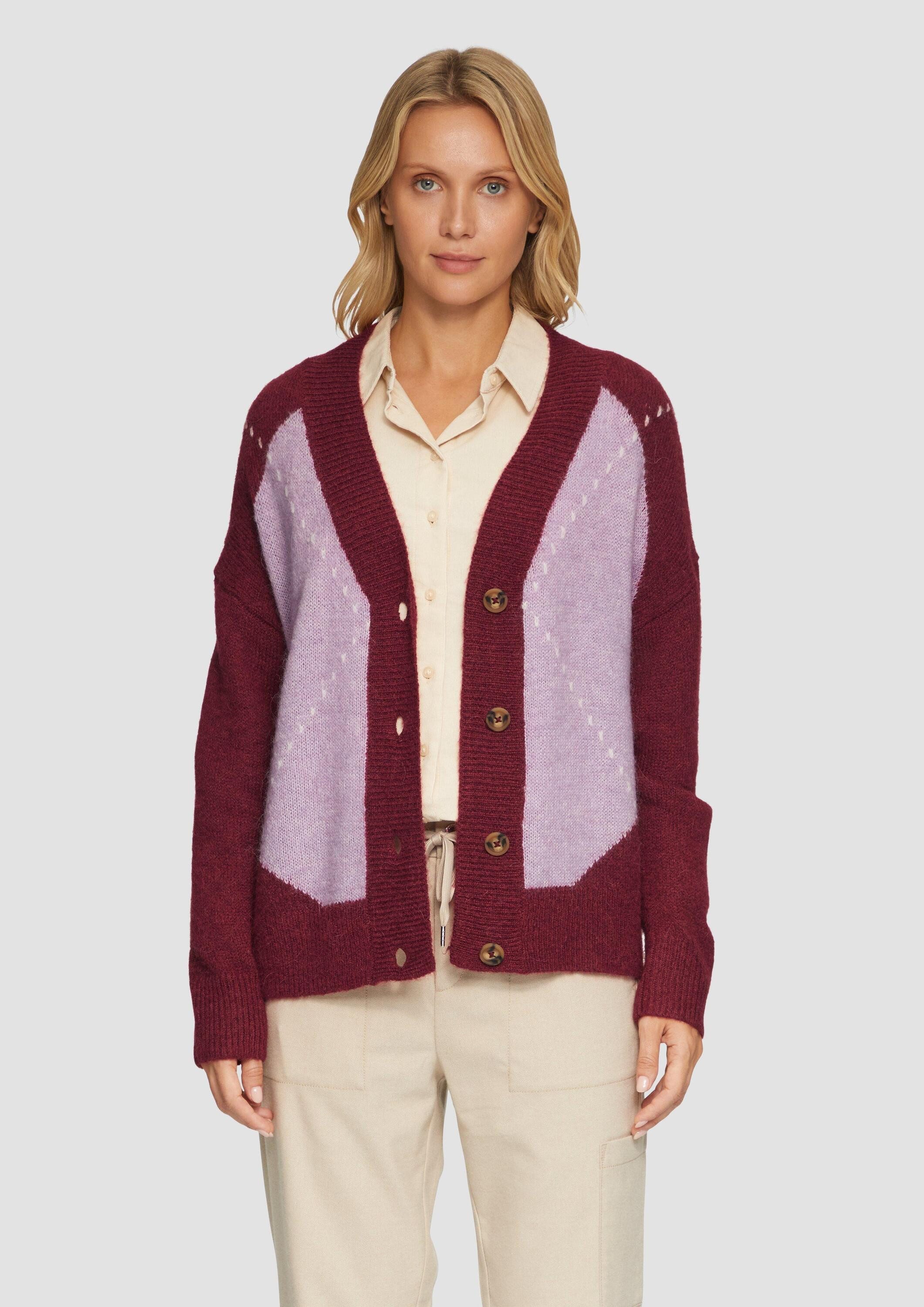 s.Oliver Cardigan Strickjacke Oversized Wollmix-Strickjacke mit Argyle-Must günstig online kaufen