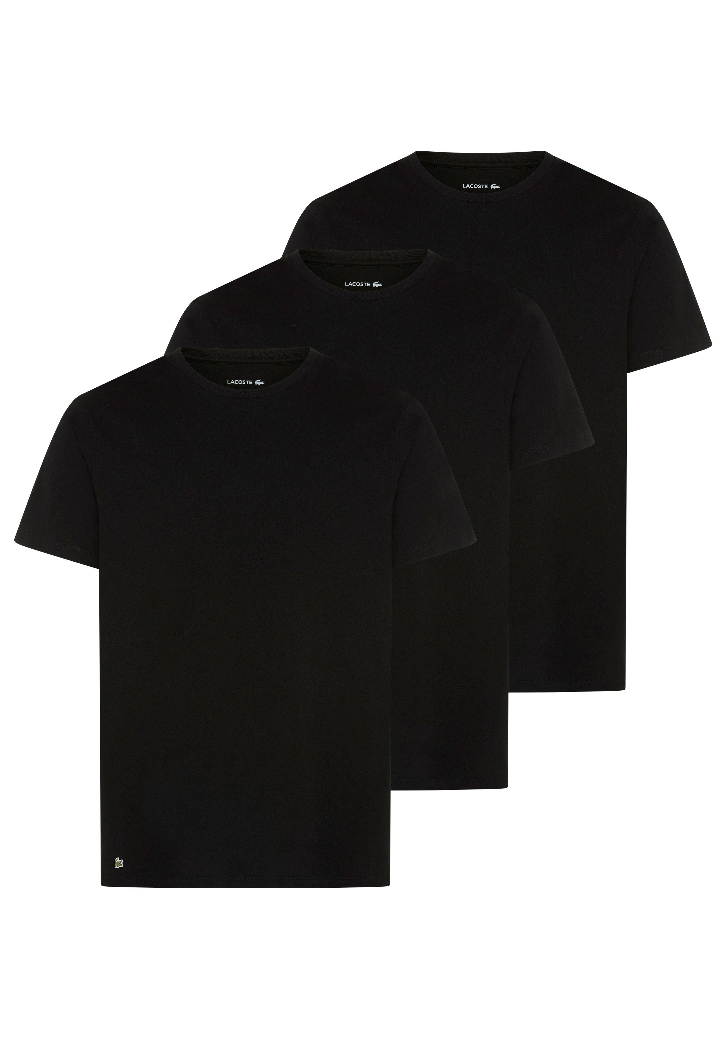 Lacoste T-Shirt (Packung, 3-tlg) Rundhalsausschnitt, reine Baumwolle, Regular Fit