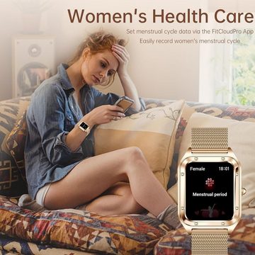 Colesma Smartwatch (1,59 Zoll, Android, iOS), Damen mit Telefonfunktion, Blutdruck Herzfrequenz SpO2 Sport-Modi