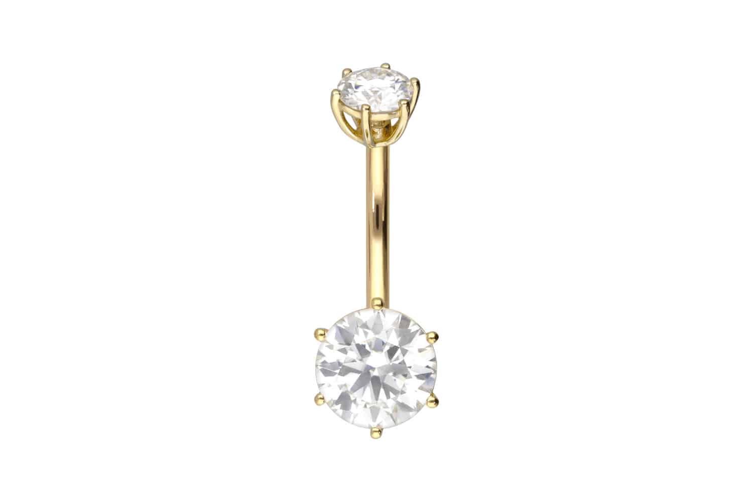PIERCINGLINE Bauchnabelpiercing 14/18 Karat Gold Bananabell 2 MOISSANITE (Bananabells, 1-tlg)