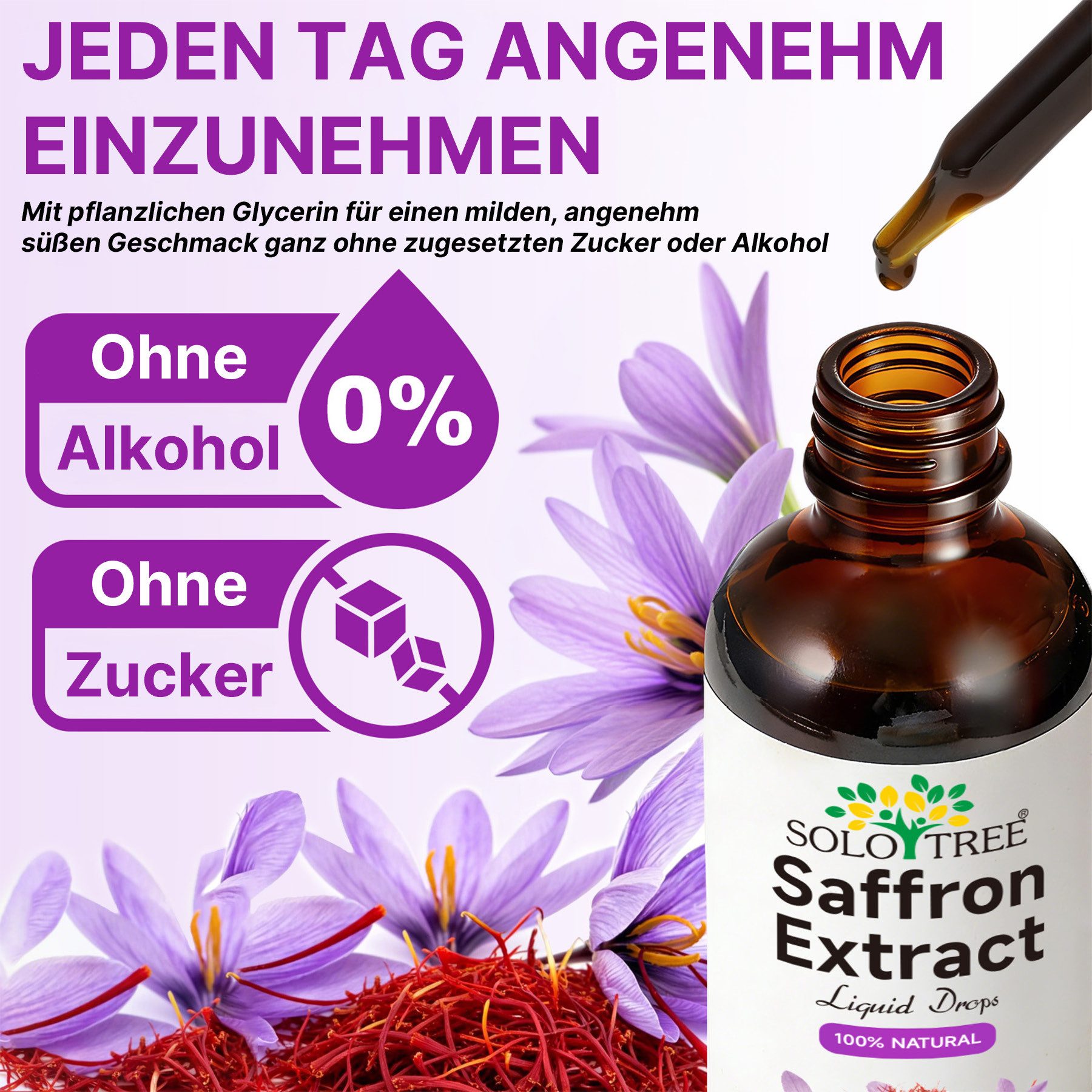 P-Beauty Cosmetic Accessories Safran Extrakt Tropfen für Innere Balance Vitalität Vegan 60ml Nahrungsergänzungsmittel, Tropfen, Superfood, Allgemeines Wohlbefinden, Frauengesundheit, Stoffwechselunterstützung