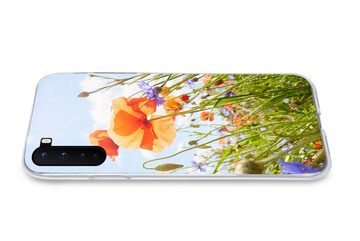 MuchoWow Handyhülle Blumen - Mohn - Frühling - Natur - Rot - Blau, Phone Case, Handyhülle OnePlus Nord, Silikon, Schutzhülle